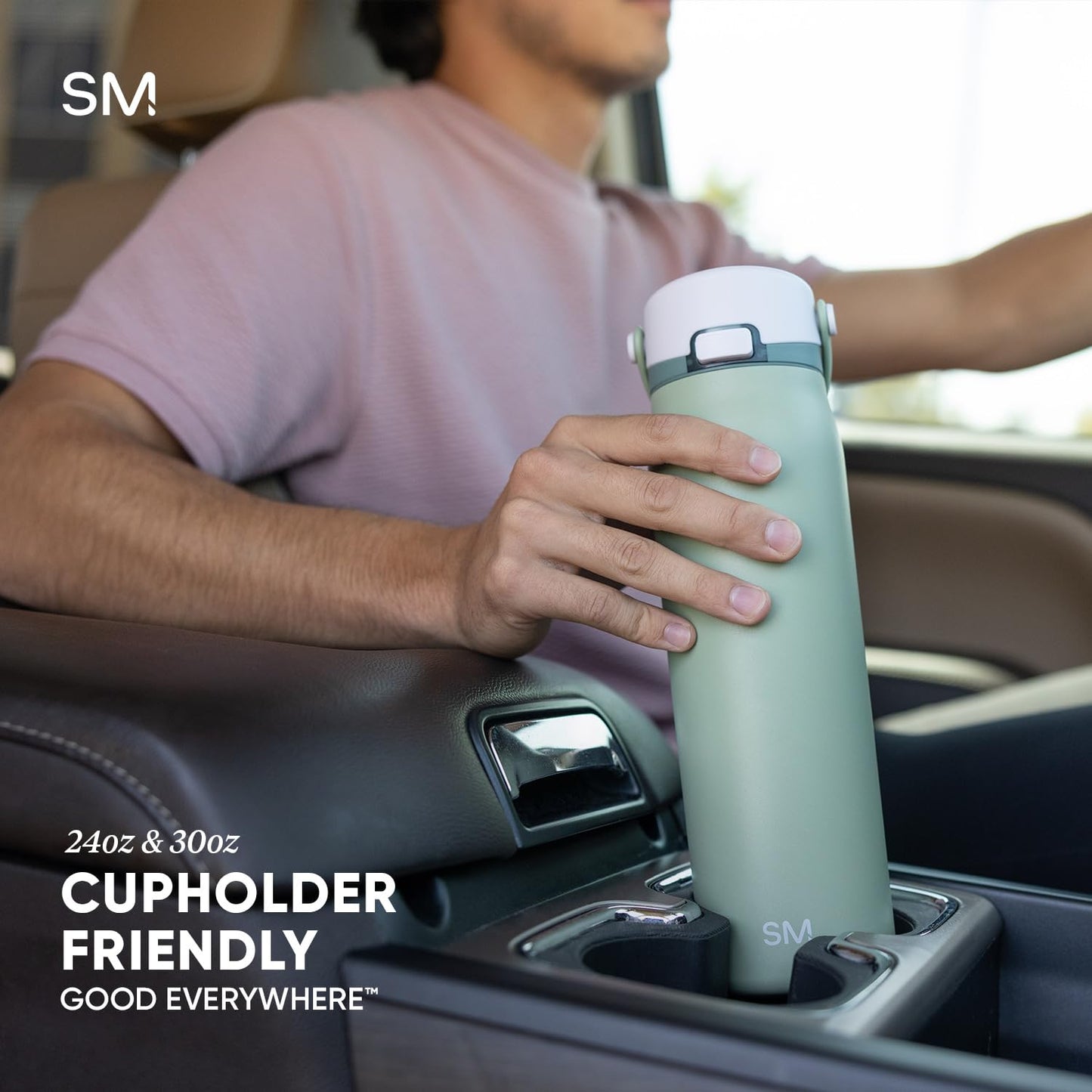 Simple Modern Mesa Sport Water Bottle with Covered Chug Lid | 30oz Cup Holder Friendly Insulated Stainless Steel Bottle for Gym, Sports and Travel | Cherry Wine
