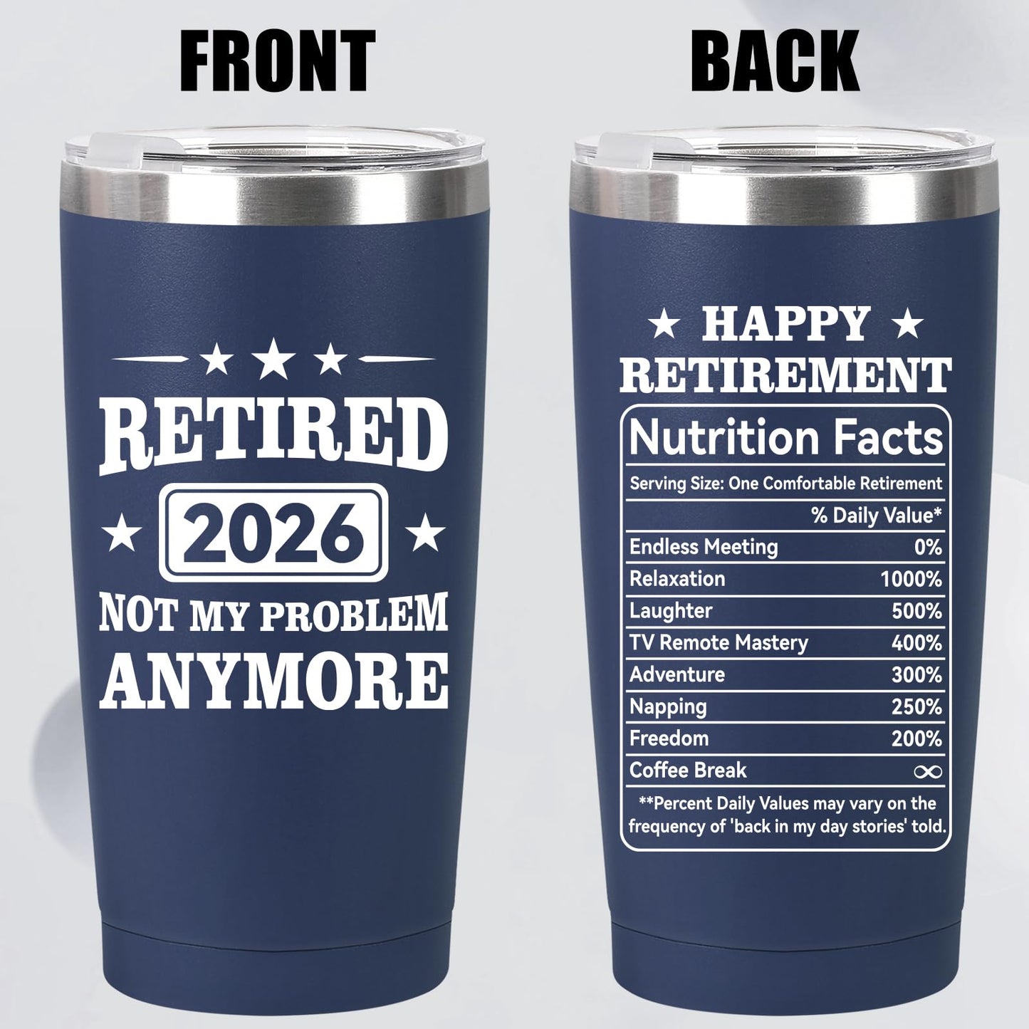 MASGALACC Retirement Gifts for Men & Women 2026 – 20oz Navy Blue Tumbler – Funny Retired Gift for Coworkers, Friends – Happy Retirement Party Decorations & Supplies