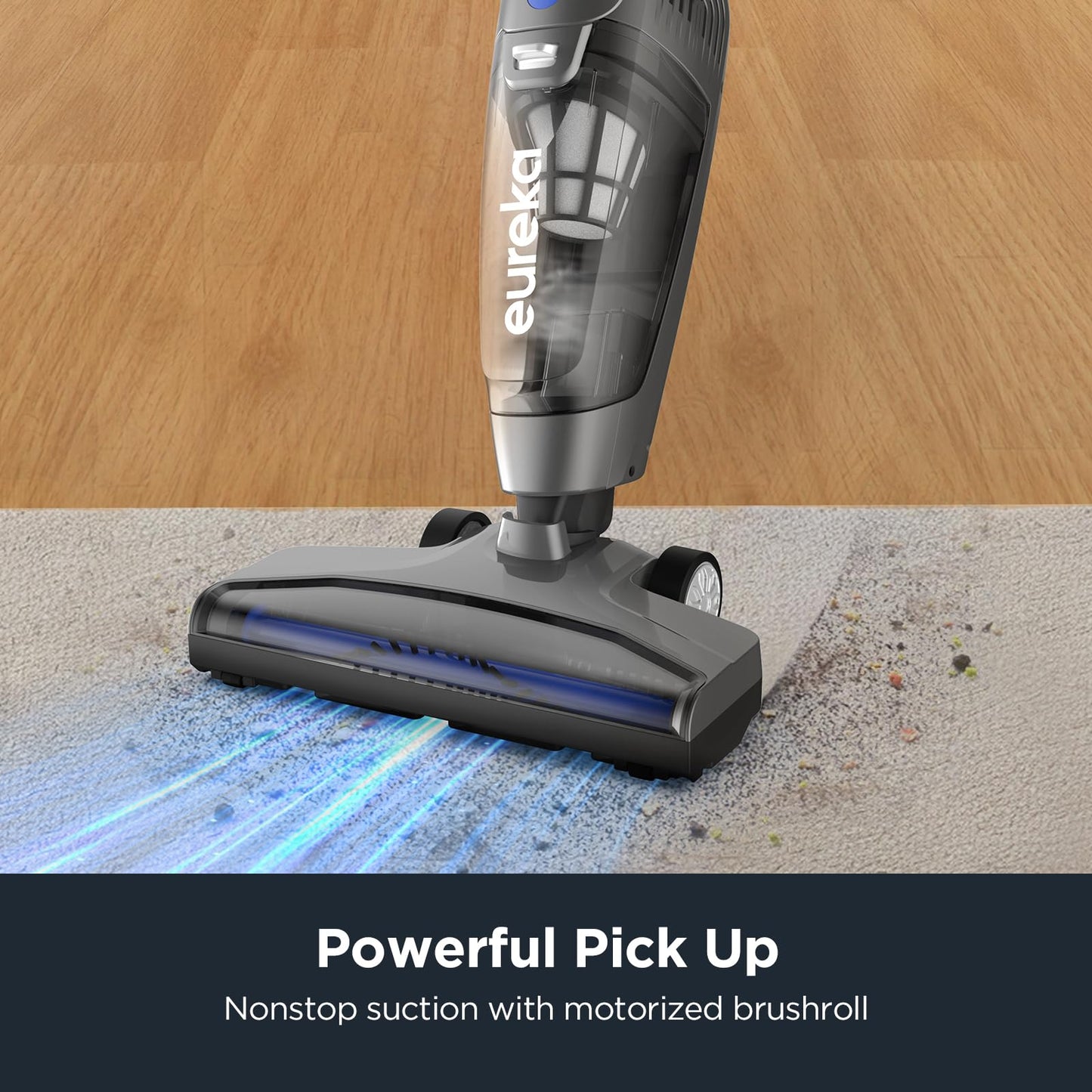 Eureka Corded Stick Vacuum Cleaner for Home Pet Hair, Lightweight Stick Vacuum Cleaner with Powerful Suction for Carpet Tile and Hard Floor, Blue, 3-in-1 Handheld Vac NES312