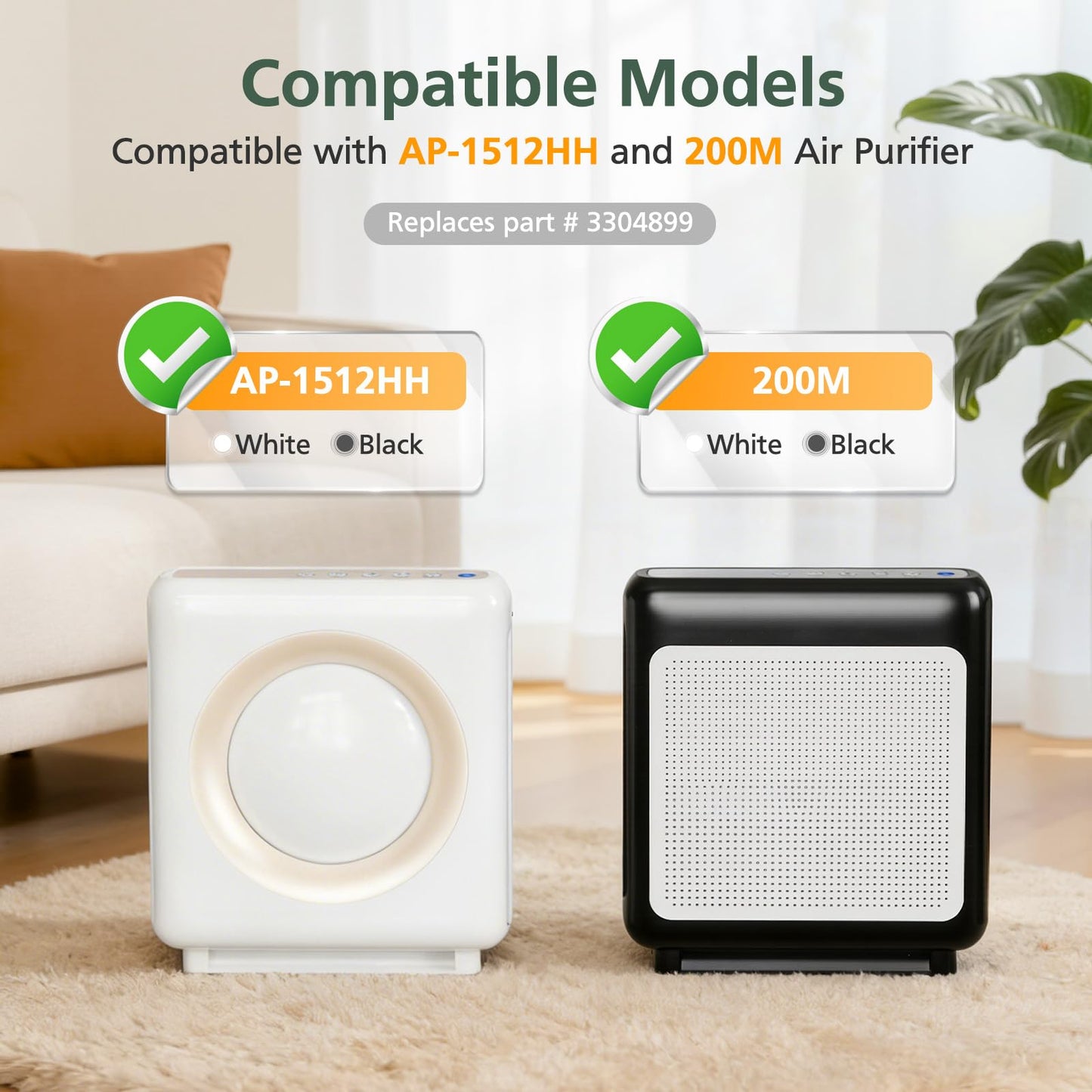 AP-1512HH Filter Replacement Set for Coway Airmega AP-1512HH and Airmega 200M Air Purifiers, 2 HEPA Filter and 6 Carbon Pre-Filters, Compared to Part # 3304899