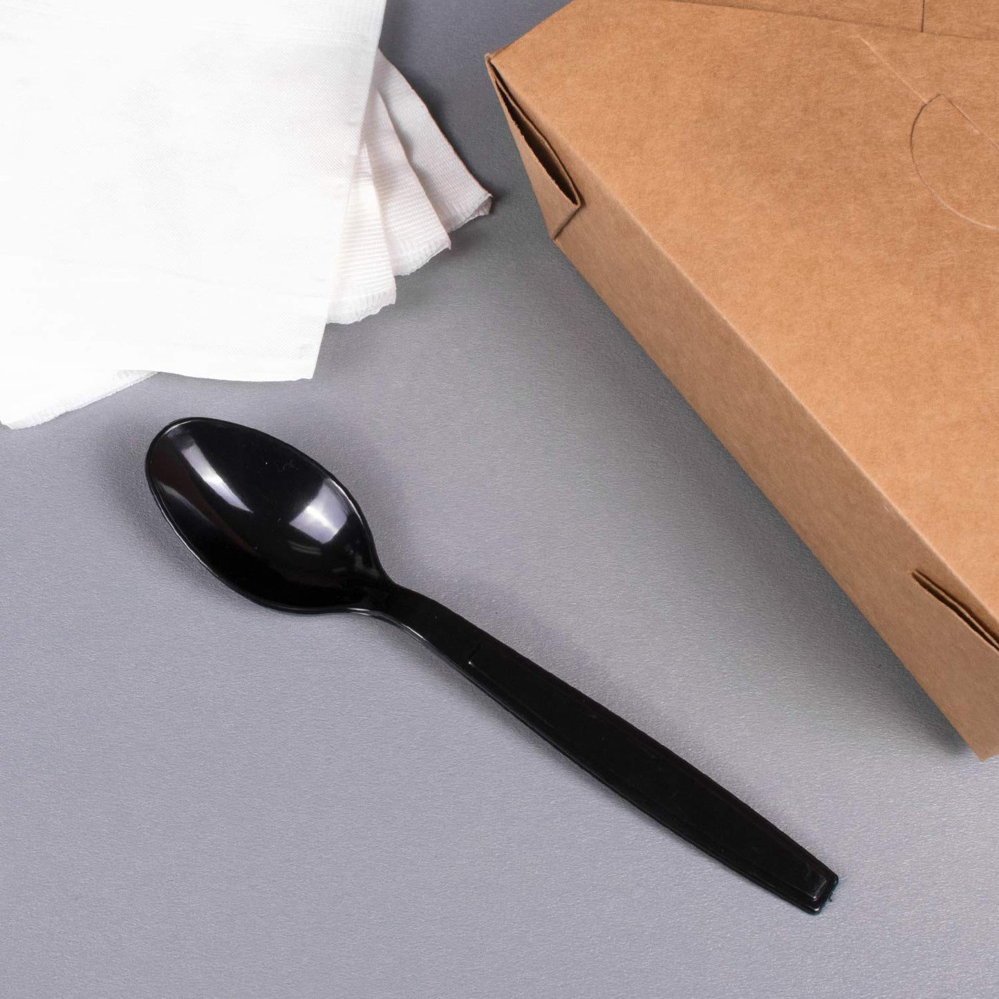 Karat [1,000 ct] Heavy Duty Plastic Spoons Individually Wrapped – Sturdy Disposable Spoons for Break Rooms & Parties – Strong, Firm for Sanitary Use | Black