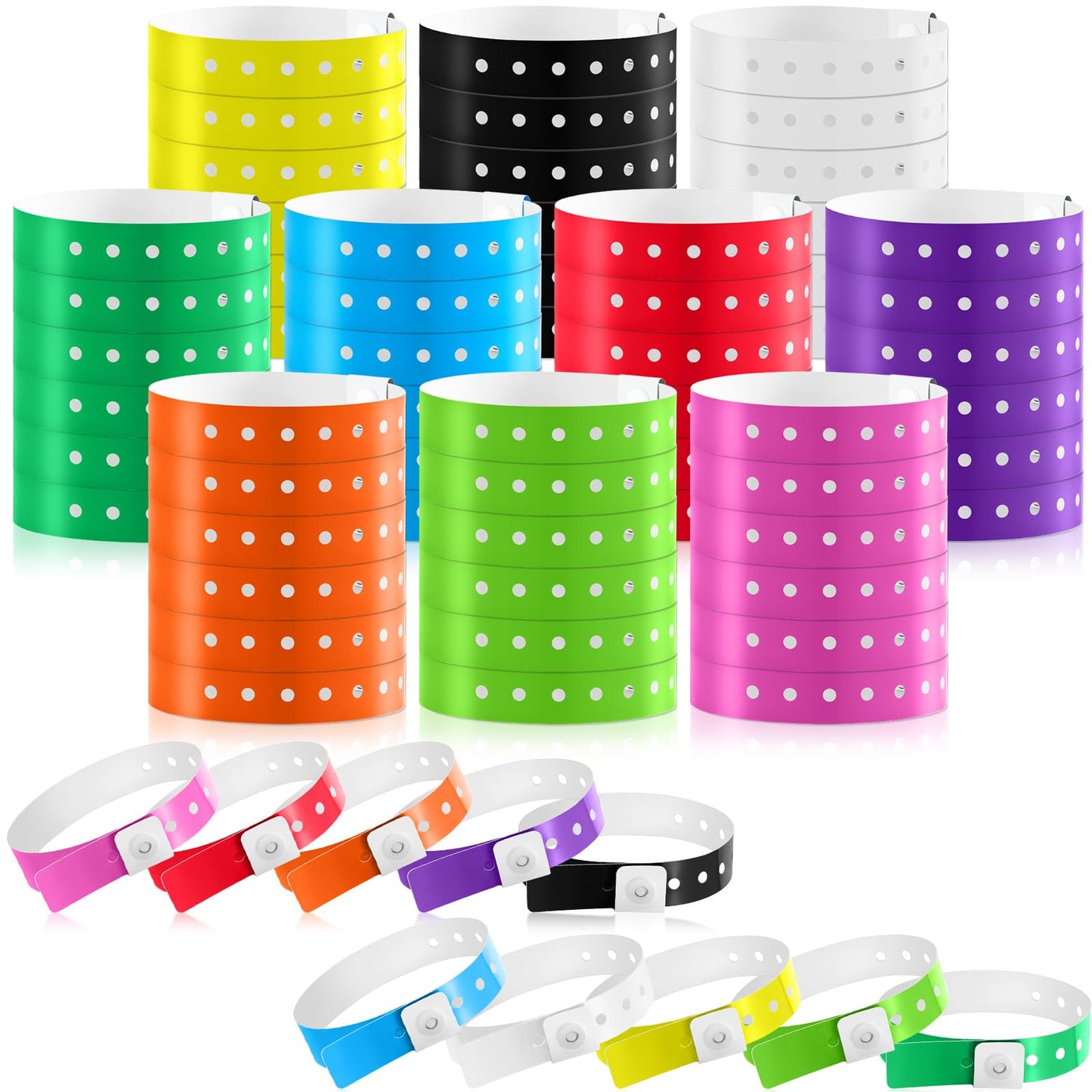 Henoyso 1000 Pcs Multicolor Plastic Wristbands for Events Party Vinyl Wrist Band Plastic Bracelet Bulk Arm Band Identification for Concerts Carnivals Night Clubs