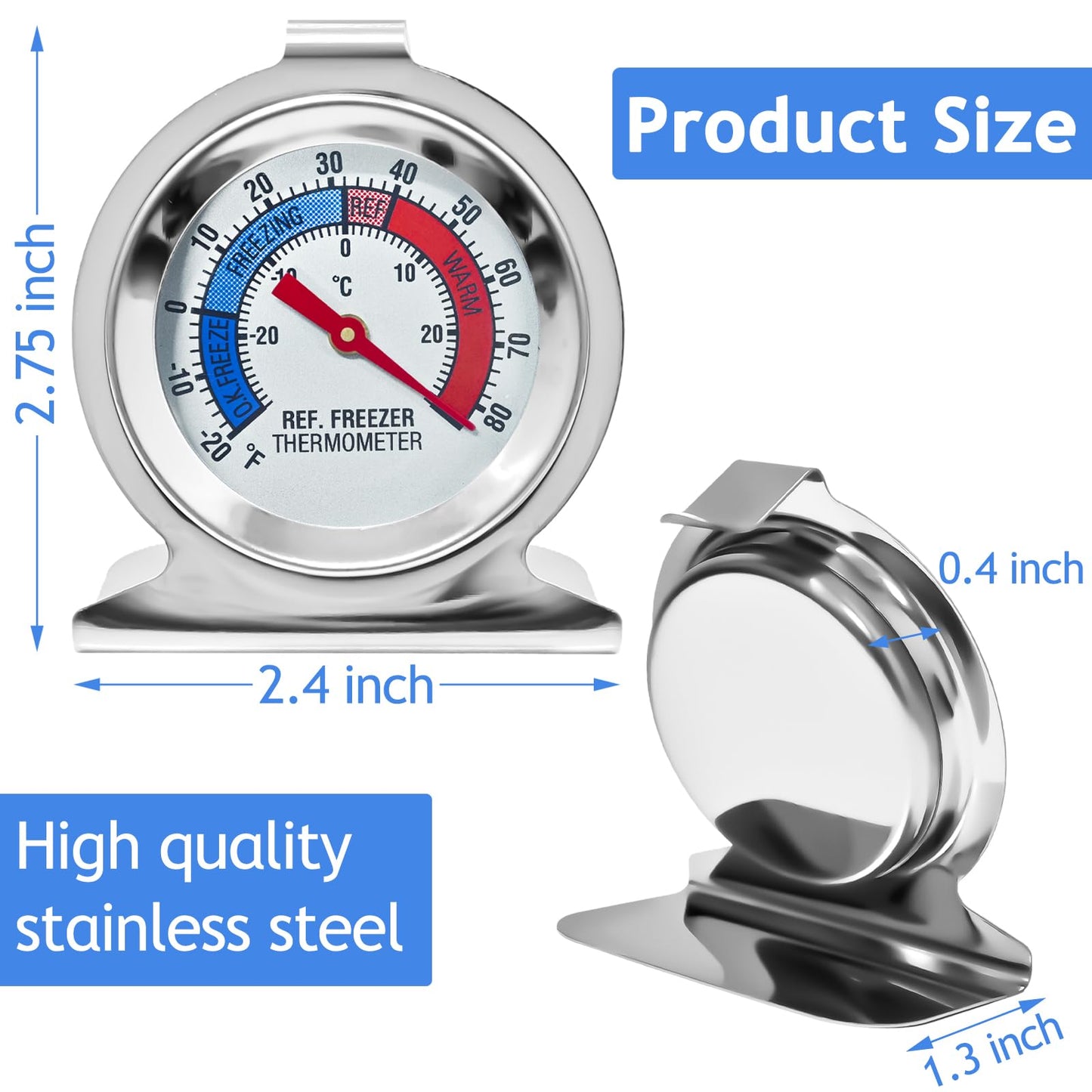 12 Pack Refrigerator Freezer Thermometer Large Dial Fridge Thermometer with Dual-Scale -30~30°C/-20~80°F for Freezer Refrigerator Cooler