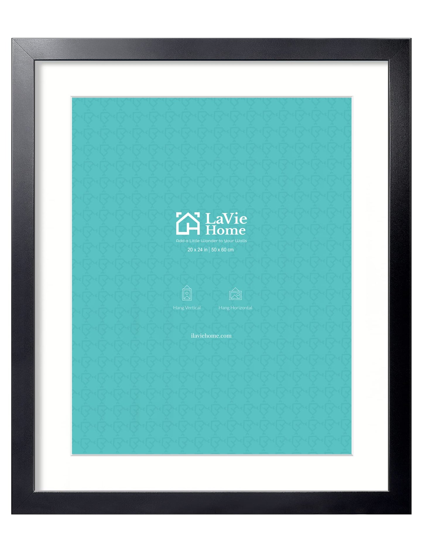 LaVie Home 20x24 Picture Frame Black Poster Frame,Display Pictures 16x20 with Mat or 20x24 Without Mat, Stable and Sturdy Frame and Polished Plexiglass, Horizontal and Vertical Format of The Walls