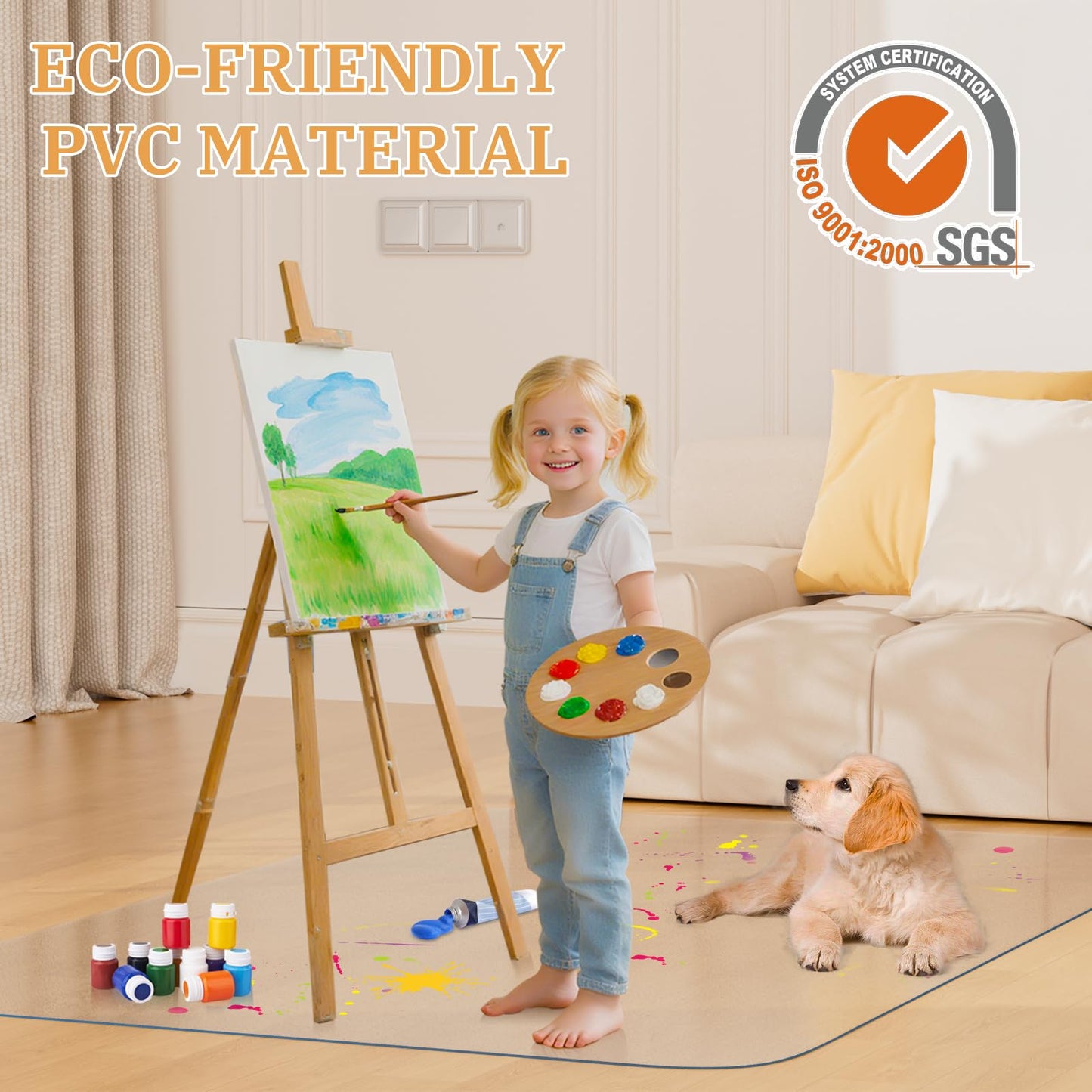 Office Chair Mat for Hardwood Floor, 46" x 60" Clear Plastic Desk Floor Protector, Heavy Duty Non-Slip Chair Mat for Rolling or Gaming Chairs, Durable Computer Mat for Home Office