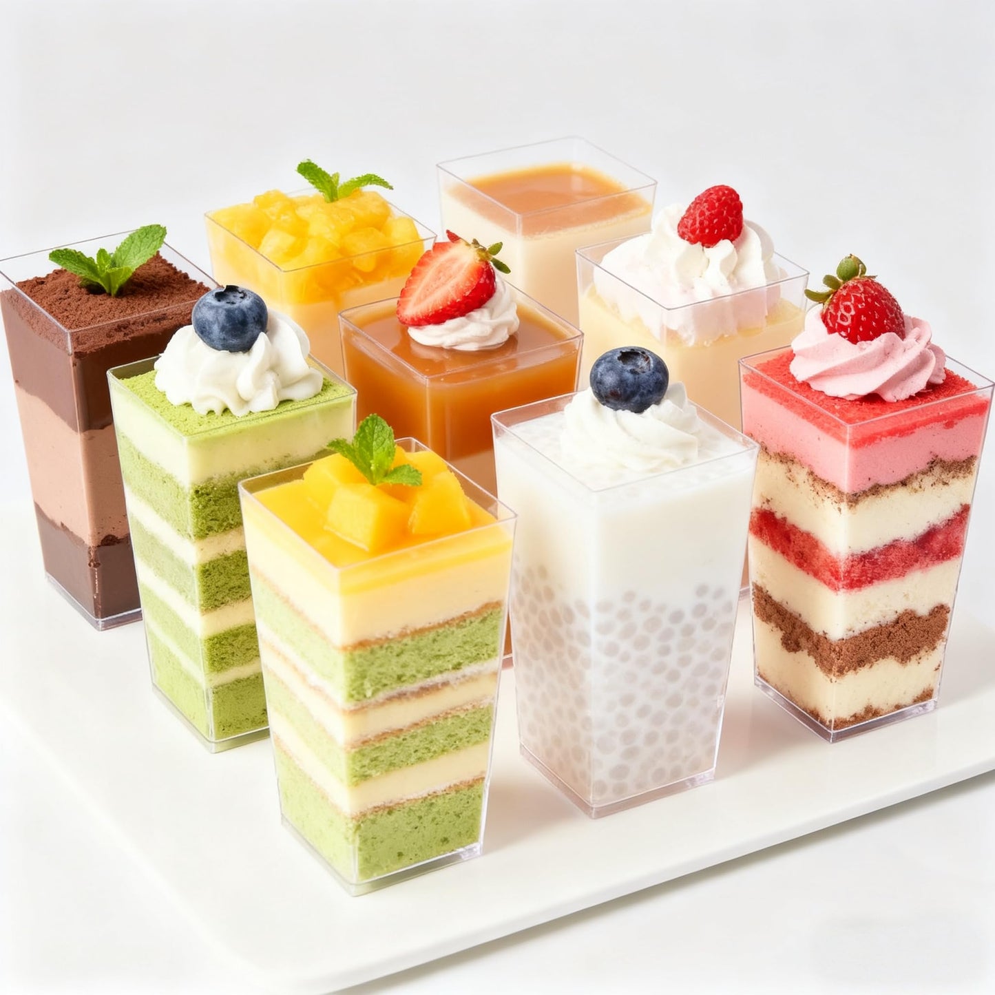 LifeIdeas 600 Pcs 3 Oz Mini Dessert Cups with Lids and Spoons, Reusable Square Appetizer, Parfait, and Shooters Cups for Parties, Ideal for Ice Cream, Fruit, Pudding, and Cake