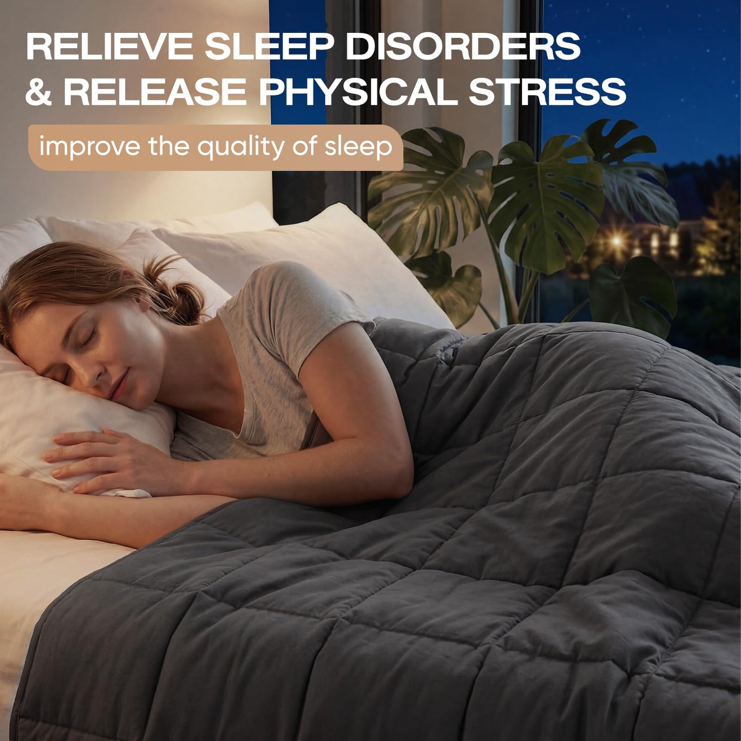 Weighted Blanket for Adults (20lbs, 60"x80") Heavy Blanket with Premium Glass, Cooling Weighted Blanket for Sleeping, Queen Size Perfect for 190-210 lbs, Soft Breathable Blanket, Dark Grey
