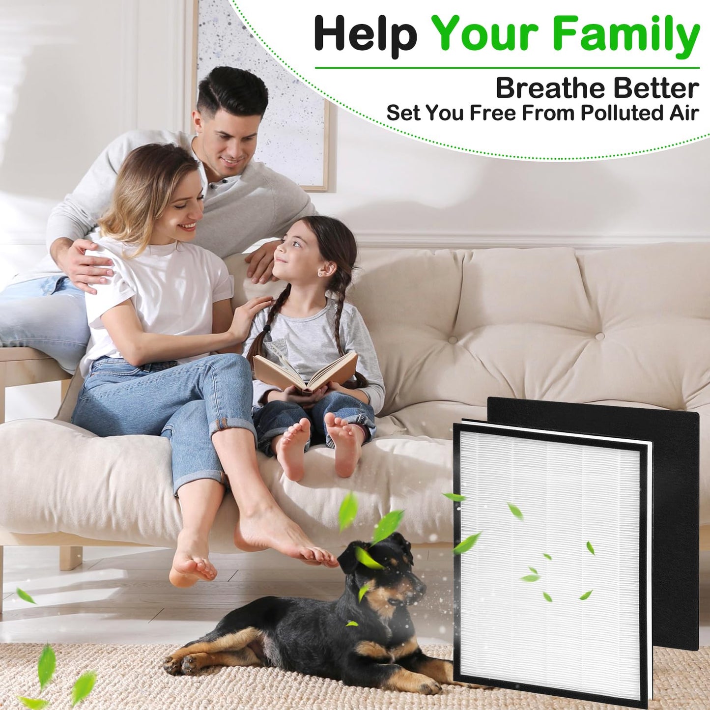 83190 Replacement Filter Compatible with Sears/Kenmore Air Purifier Models: 83190 83250 85250 Air Purifier Filter, 2 HEPA Filter + 6 Activated Carbon Pre-Filters Upgrade Version
