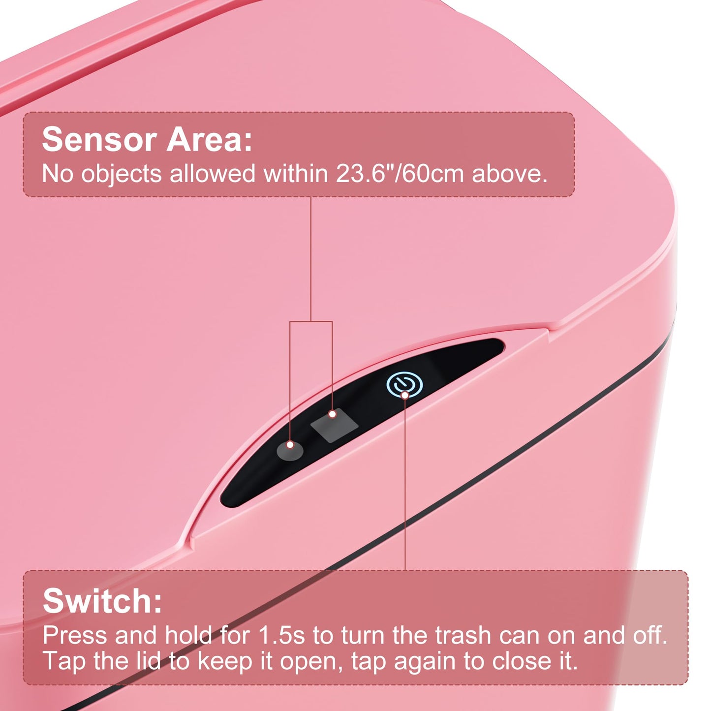 Vanpopubs 2 Pack 2.7 Gal Bathroom Trash Can with Lid, Automatic Trash Can Small Smart Garbage Can Touchless, Slim Motion Sensor Waterproof Plastic Trash Bins for Bedroom Office Kitchen Toilet Pink