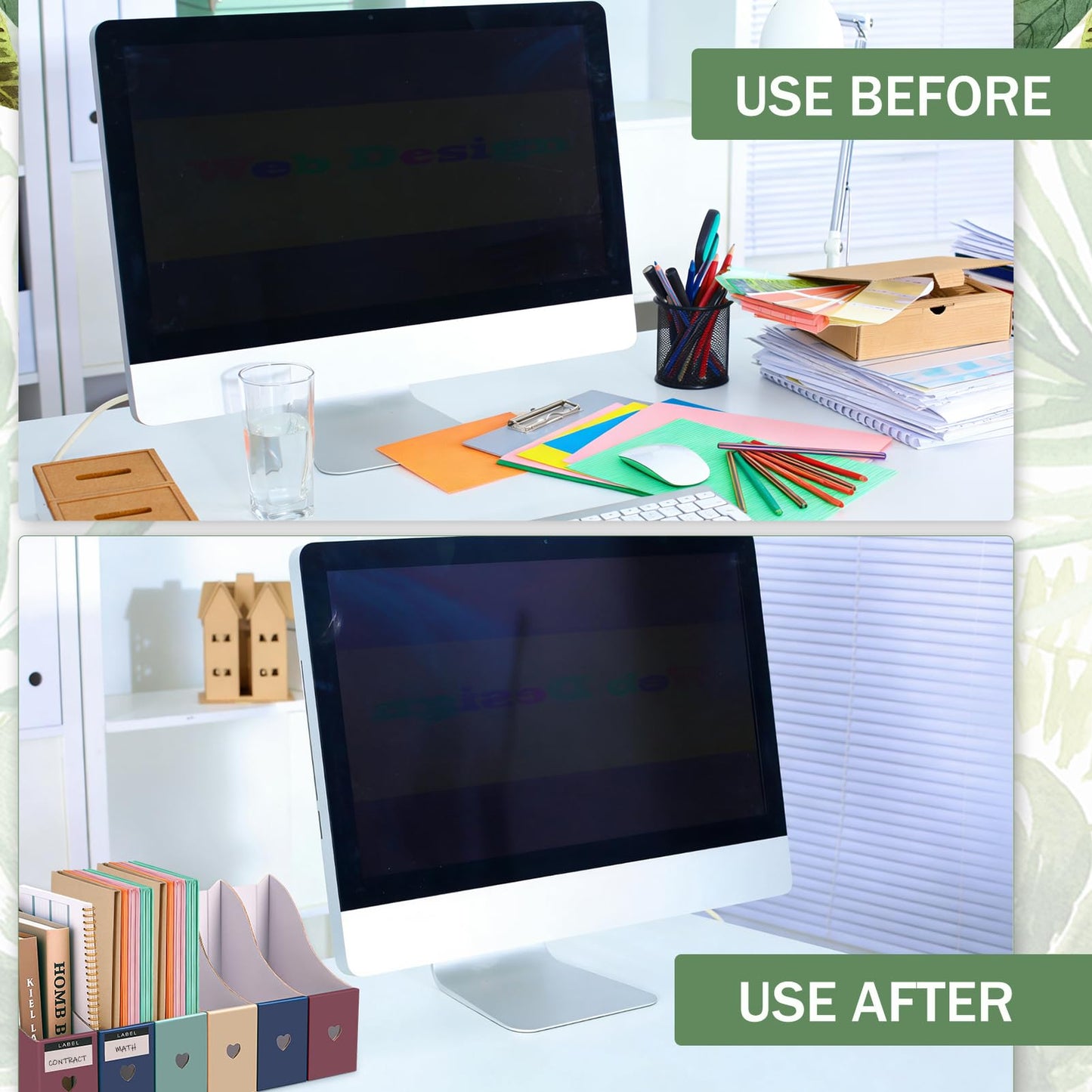 libfrnt 24 Floral Cardboard Magazine Holders Set, File Folders Organizer Decorative 10.23x10.63 Inch with 48 Printable Labels Storage Boxes for Home Office School Desk Classroom