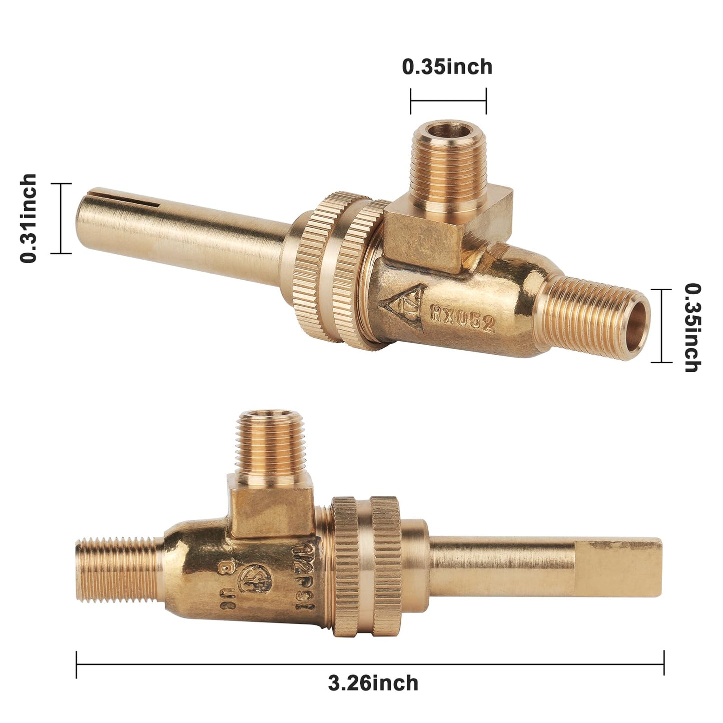 4418500200 GAS BURNER Valve 1/8" Mpt X 3/8-27 Replacement for Jade Range Generic - Valve, Stove Horiz Split（4 Pack）