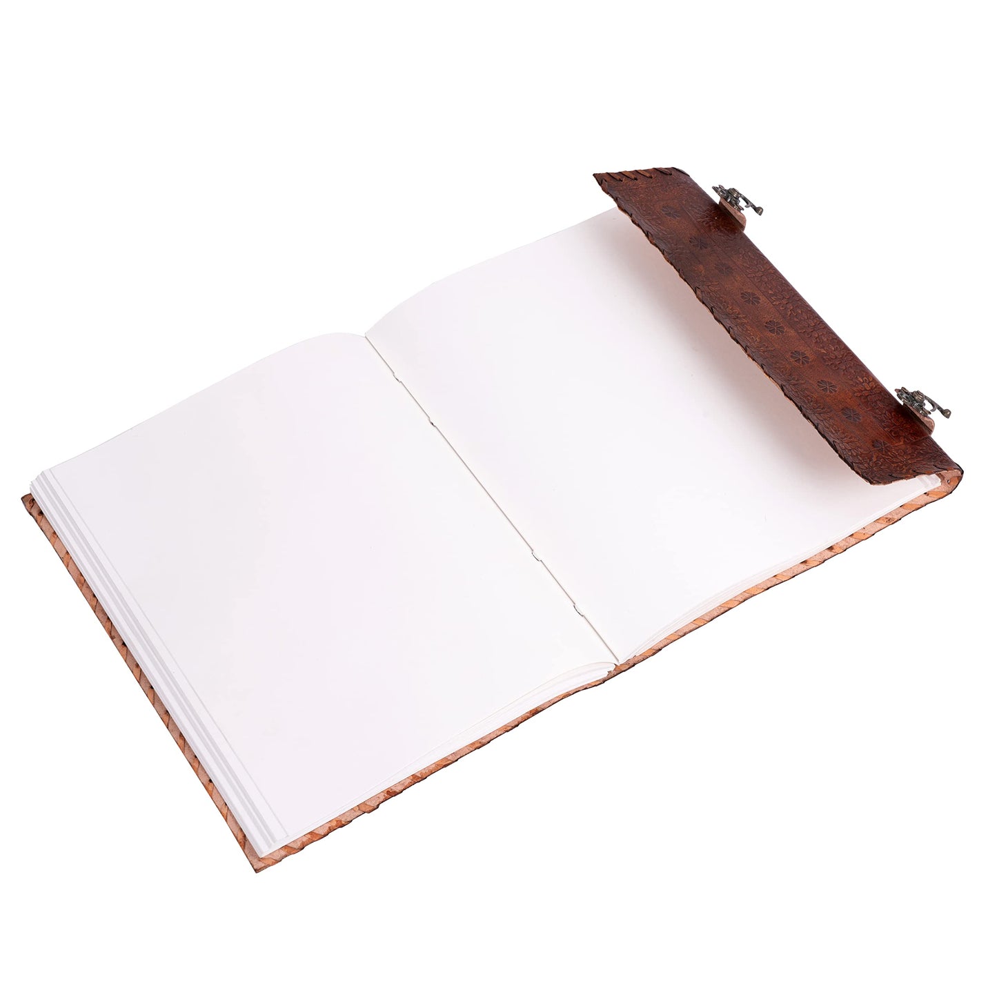 Hell Blues Leather Unlined Bound Journal 13 x 10 inches Large Rustic Diary Seven Chakra Medieval 7-Stone Embossed Handmade Sketchbook Vintage Writing Notepad (200 Pages)
