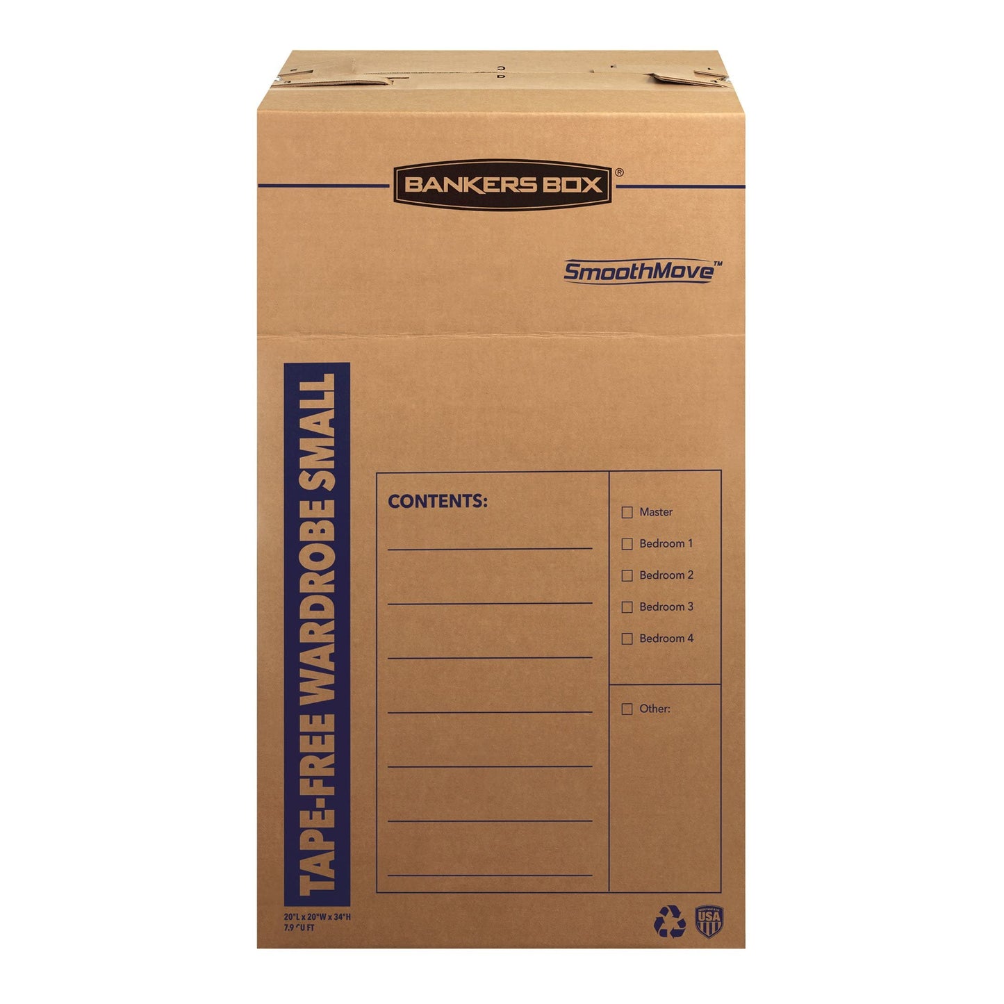 Bankers Box Short Wardrobe Box 3 Pack, Tape-Free Design, 20-in x 20-in x 34-in (7710401)