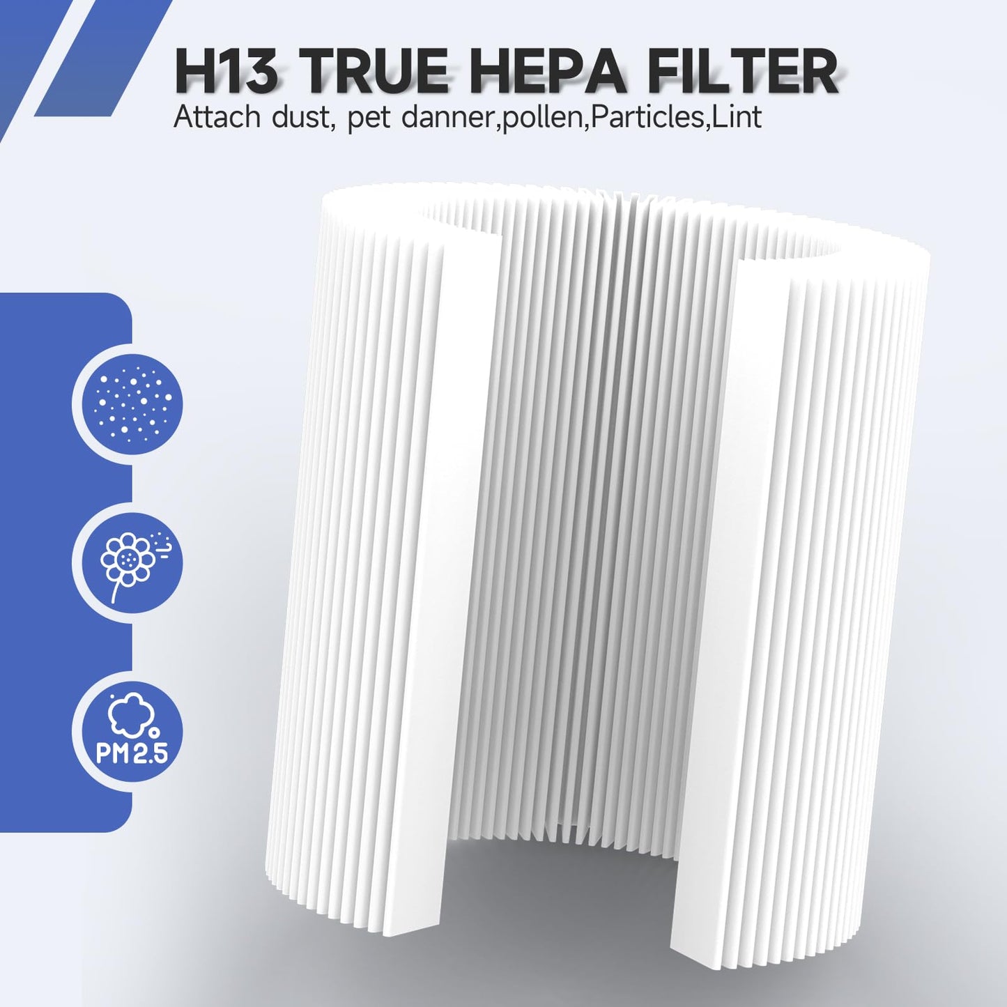 2 Pack True HEPA Replacement Filter Compatible with Tenergy Renair, Cool-Living CL-6070A, Beaba, Tredy TD-1300 Air Purifier, 3-in-1 High-Efficiency Air Filter
