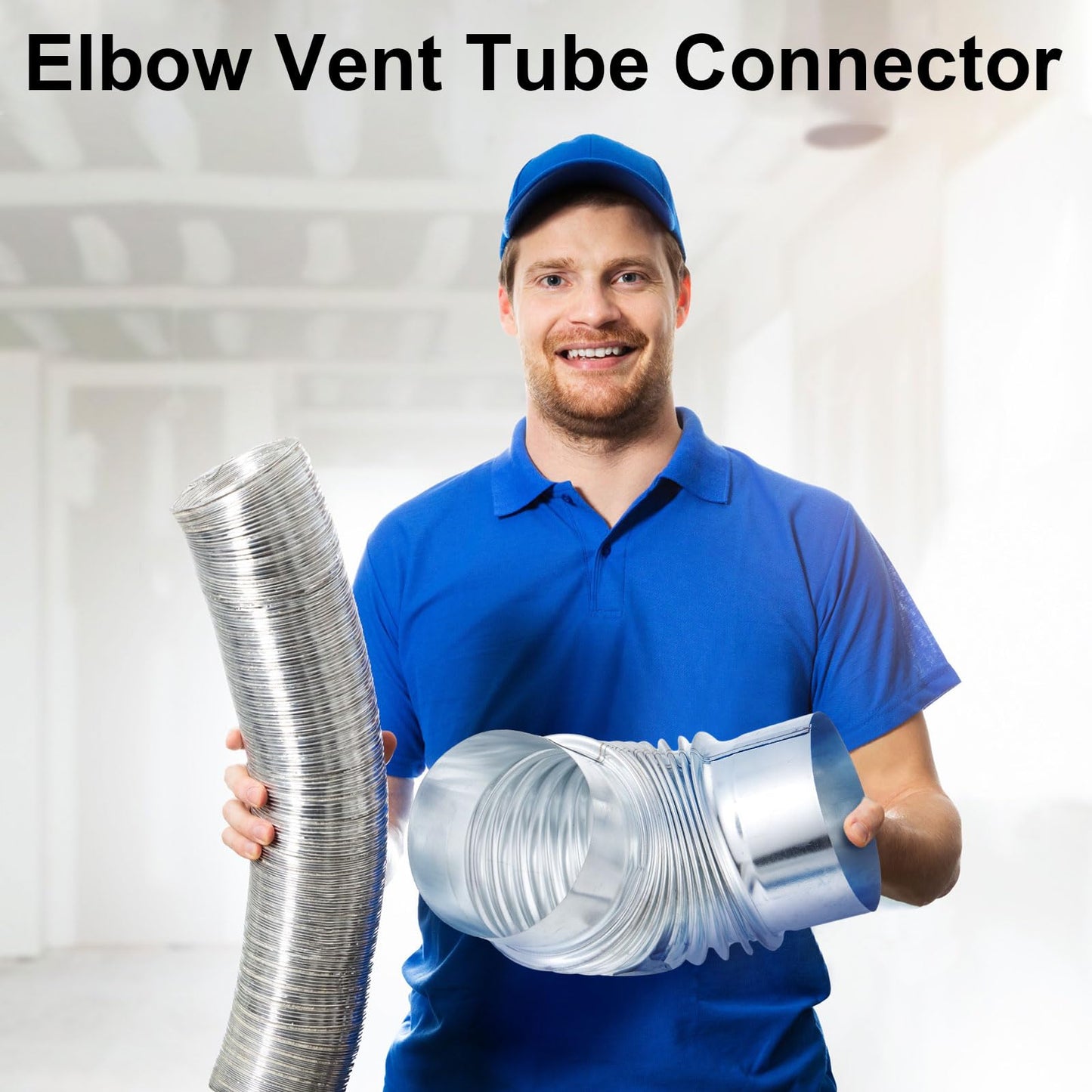 Hicarer 4 Pcs 4 Inch 90 Degree Galvanized Dryer Elbow Vent Tube Connector Adjustable Dryer Vent Elbow Connector for 4" HVAC Duct Pipe Hose Ductwork