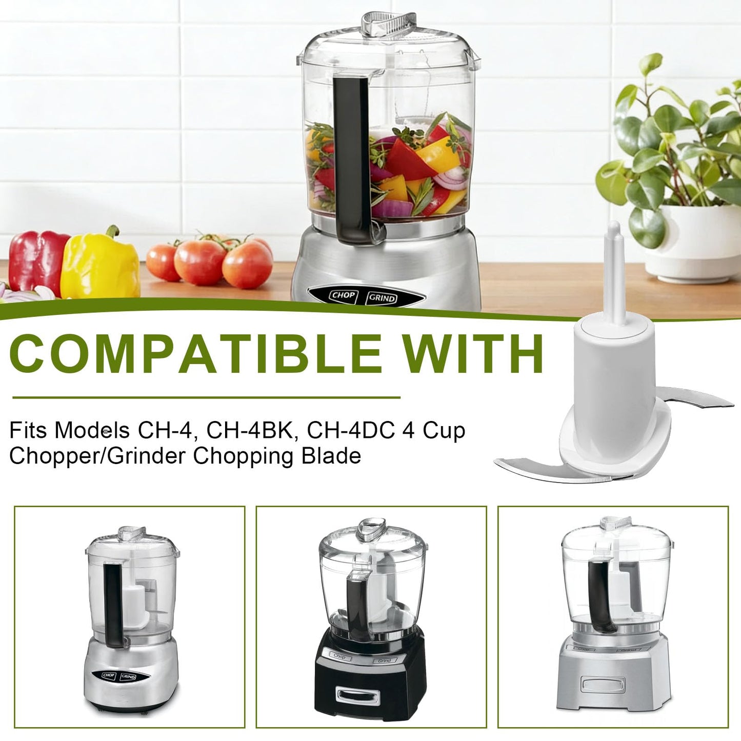 CH-4CB Fit for Cuisinart Mini Prep Plus Food Processor Replacement Chopping Blade, Only Fit CH-4CB Replacement Chopping Blade, Compatible with CH-4, CH-4BK, CH-4DC 4 Cup Chopper/Grinder Chopping Blade