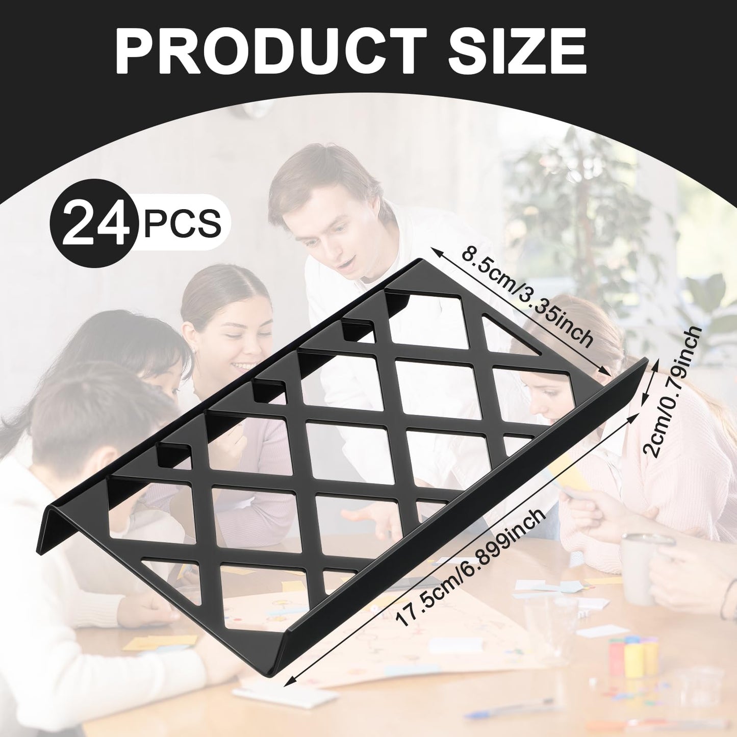 Yalikop 24 Pcs Trading Card Risers for Display Case Acrylic Modular Display Risers for Cardshow Vendor Sport Card Board Game (Hollow)