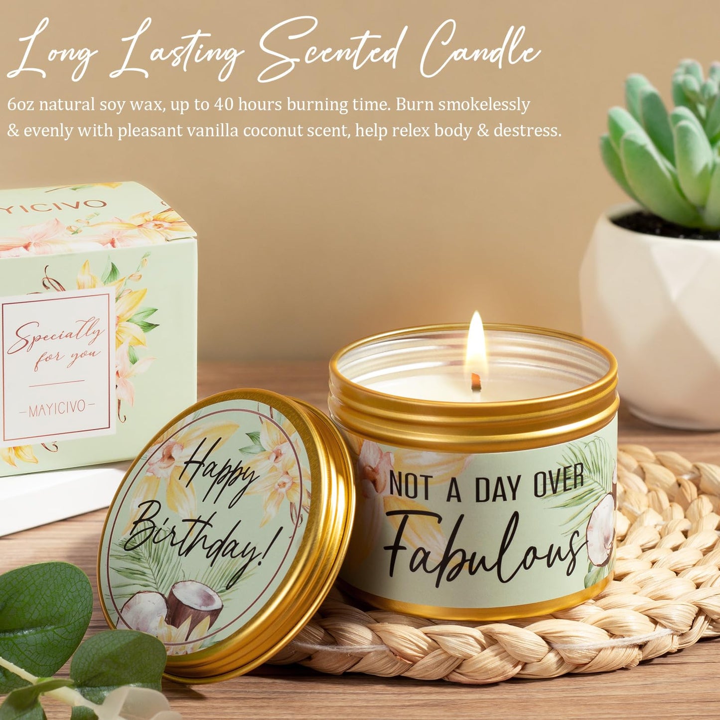 Birthday Gifts for Women Friendship, Unique Happy Birthday Gifts Basket for Mom Her Best Friend Sister Wife Girlfriend Coworker, Luxury Self Care Box Vanilla Coconut Relaxing Spa Gifts Set w/Blanket