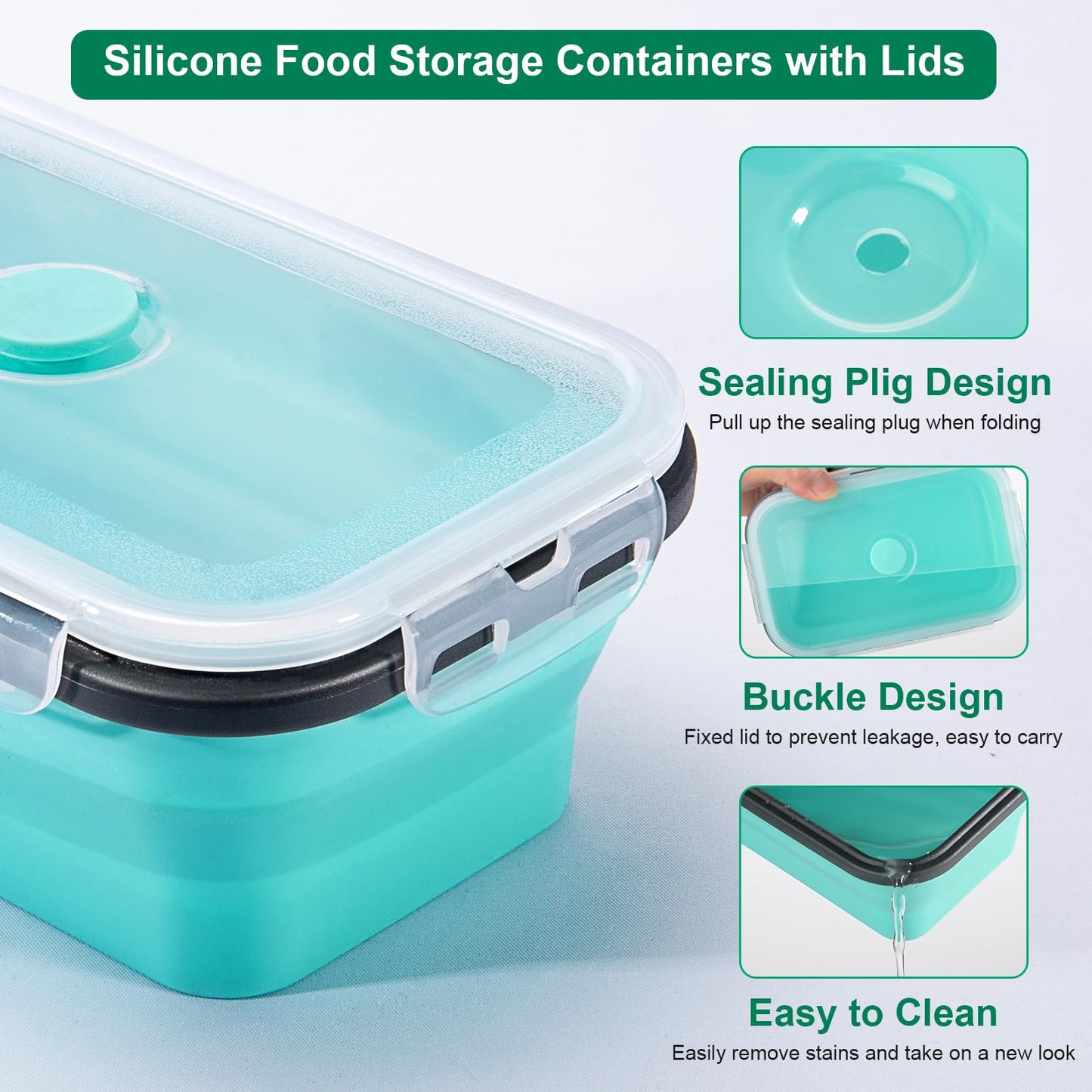 Sudaya 8 Pack Collapsible Food Storage Containers With Lids, Collapsible Storage Containers Sets Silicone Collapsible Bowls For Camping, RV Accessories, Travel Trailer Must