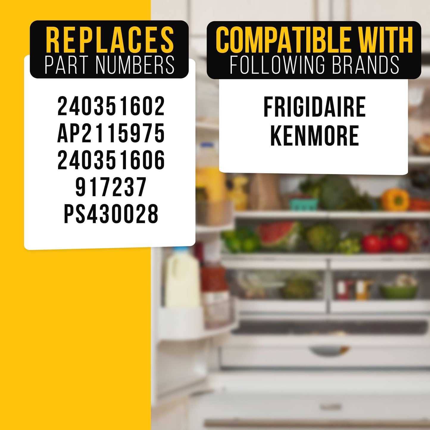 PartsBroz Door Bin 240351602 (2-Pack) for Frigidaire Freezer Shelf Replacement, Kenmore LGHX2636TF0 FGSS2635TF1 FGSS2635TF6 FGSS2635TD9 FGSS2635TF0 FGSS2635TFB GLRS264ZAQ4 LGHX2636TF7 LGHX2636TFB
