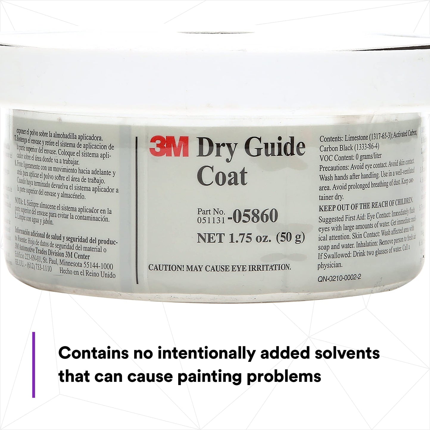 3M Dry Guide Coat Cartridge 05860, Refill, Carbon Black Powder, No Ripples, No Masking, 1.75 oz (50 g), Dark Gray