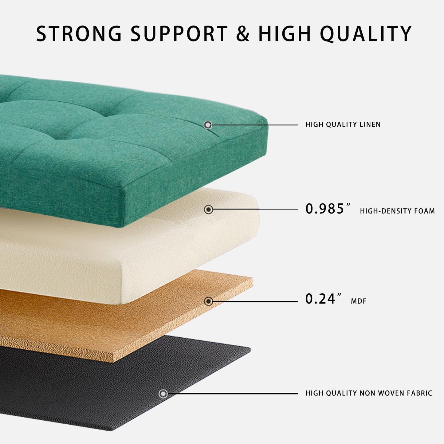HAUSFRAU 31.5 Inches Ottoman with Storage, Folding Ottoman Bench Small Foot Rest Stool, Bedroom Bench with Flipping Lid, Linen Black