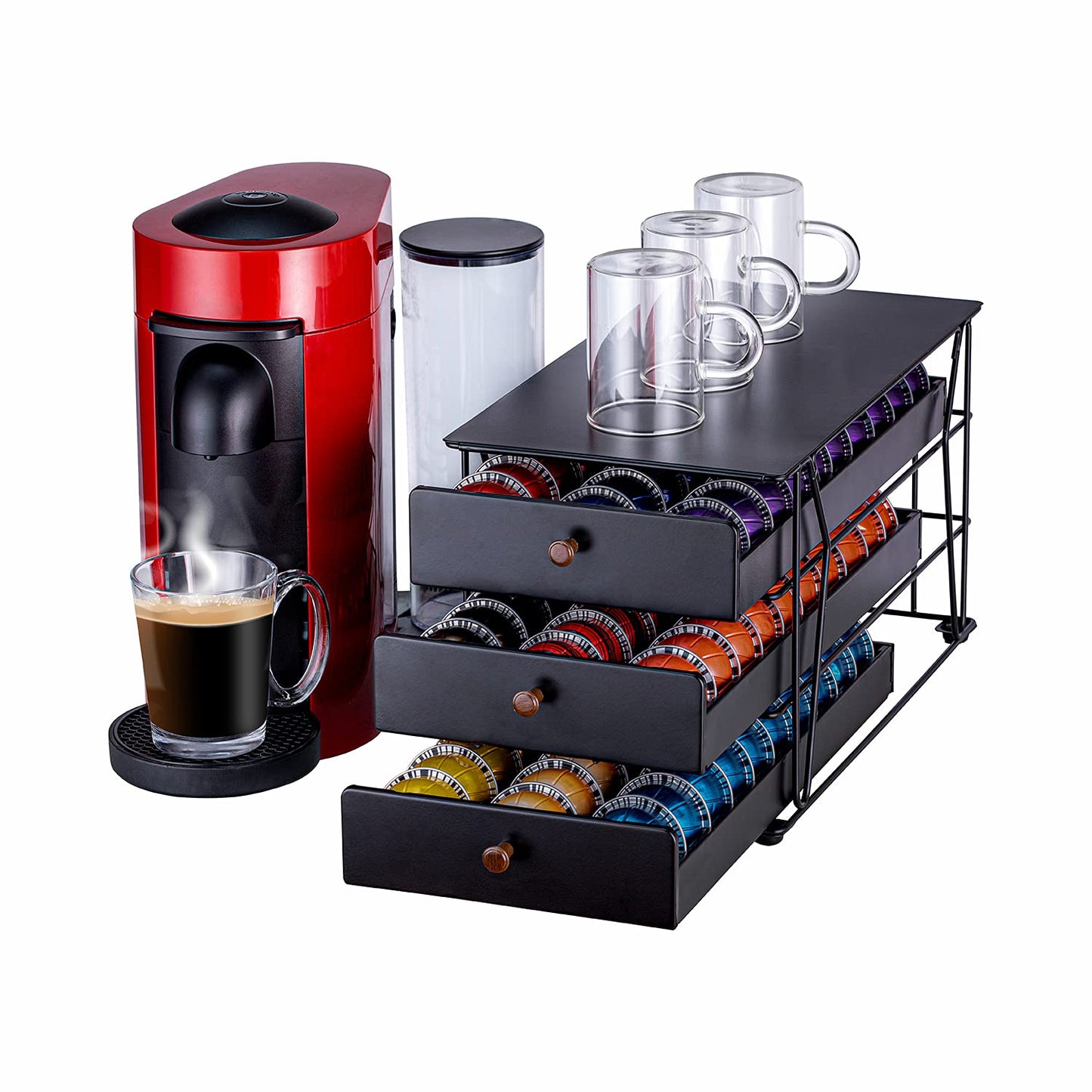 Rice rat for Nespresso Pods Holder Vertuo Pod Holder for Vertuoline Capsules (90 pods-3tiers)