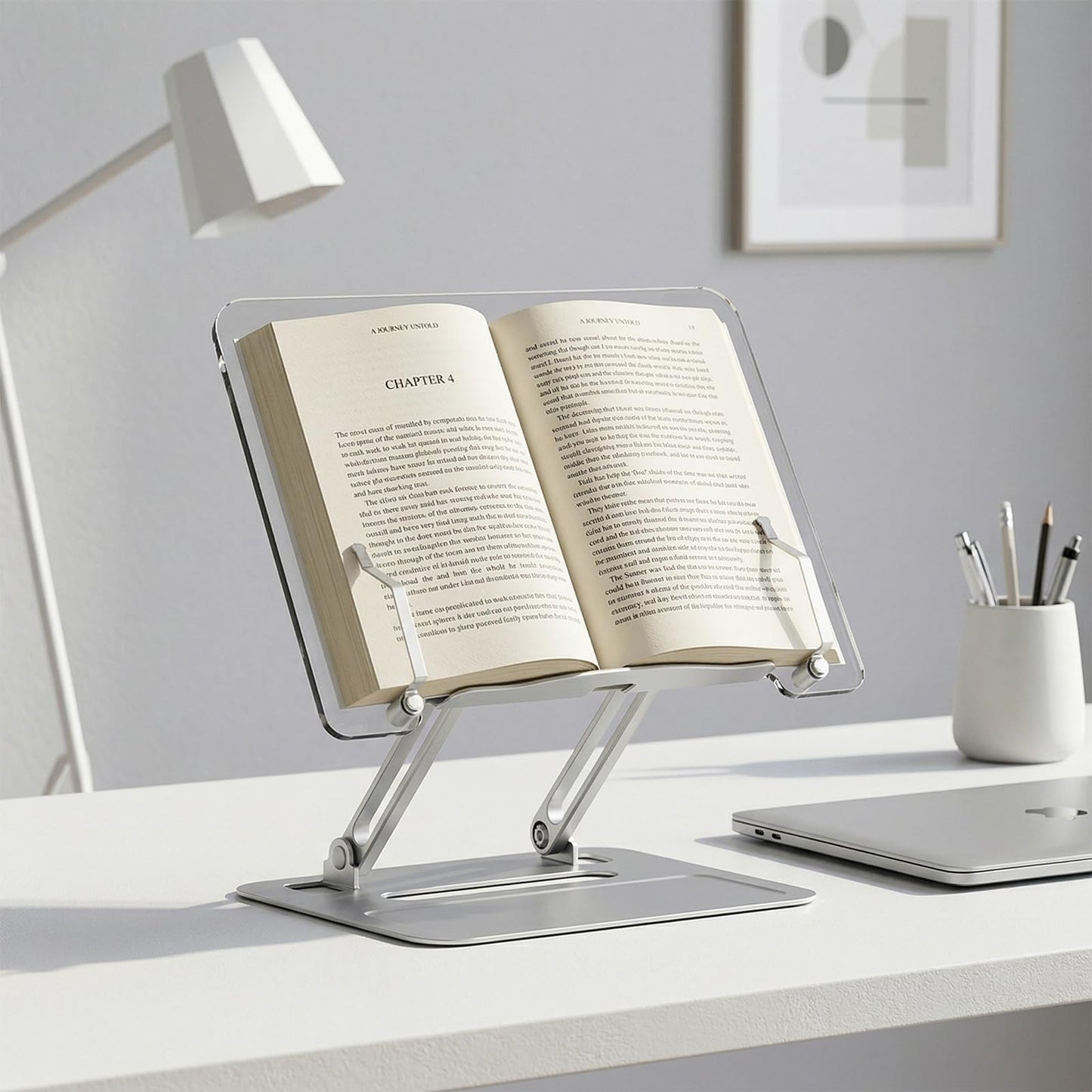 Book Holders for Reading Hands Free - Acrylic Book Stand for Reading, Ergonomic Reading Stand for Textbook Student, Bible Stand, Portable Book Stand for Desk,Recipe,Music Sheets