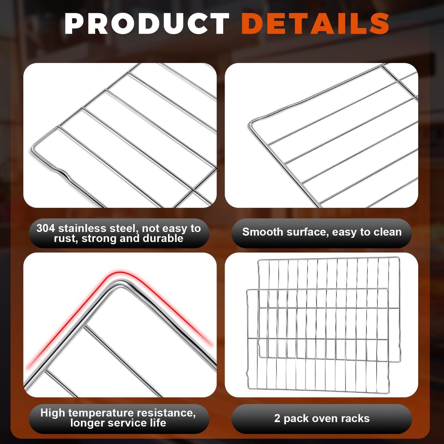 Zonon 2 Pcs Oven Racks Replacements 24-3/16 x 16 Inch Oven Grill Rack 304 Stainless Steel Compatible with Replace Range Stove