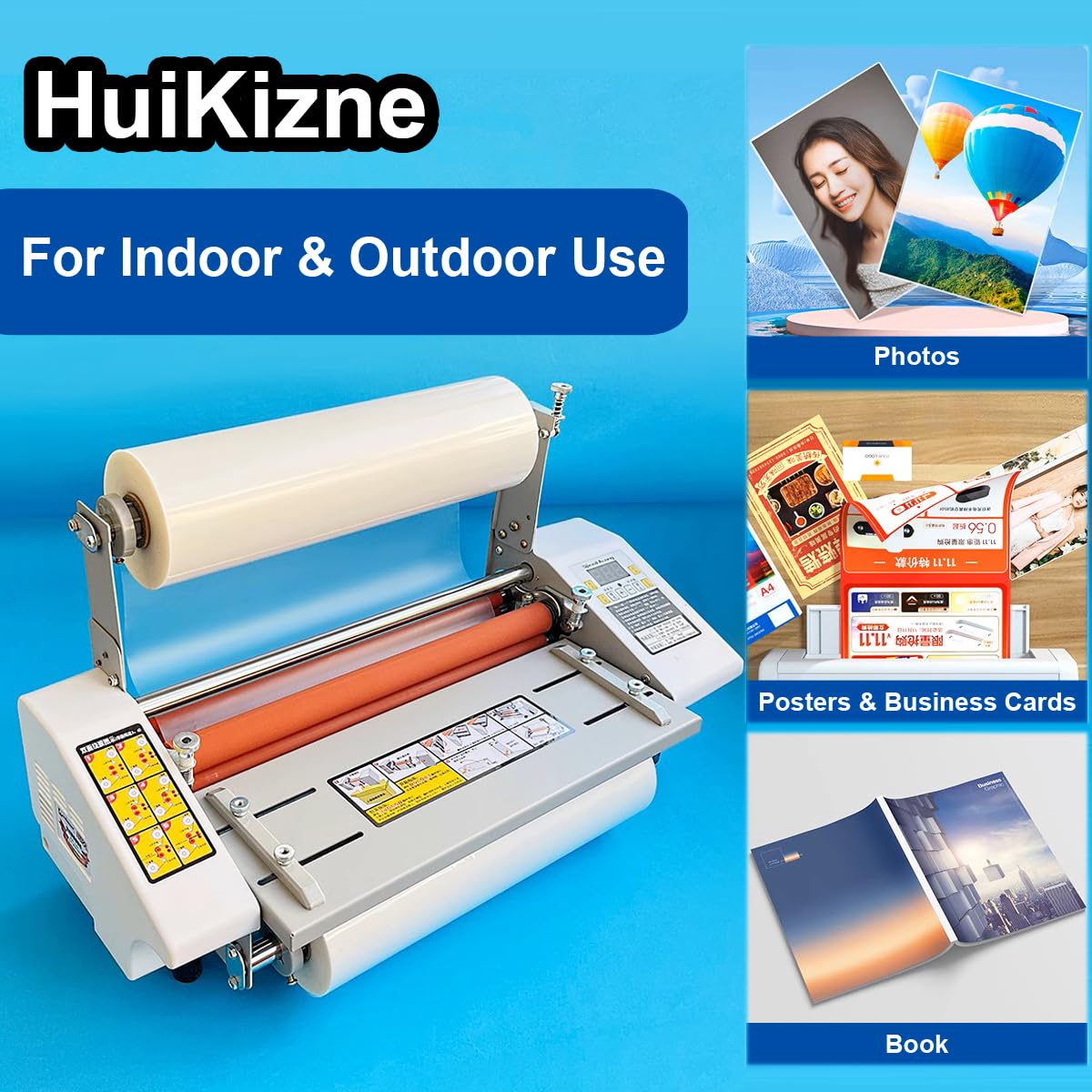 Huikizne 12.6Inchx656Ft Standard Matte Thermal Laminating Film BOPP Thermal Film Hot Roll Laminating Film, 1Inch Core, 1Mil(28mic) Thickness Laminate Rolls