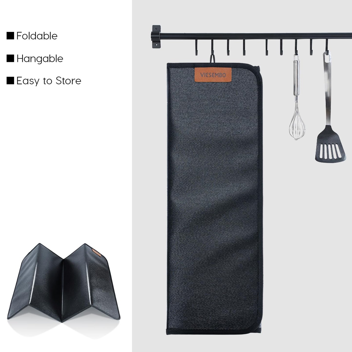 Fireproof Gas Stove Top Cover – Heat-Resistant Gas Stove Cover Hard Board, Foldable Oven Cooktop Protector, Durable & Easy-Clean Black Range Mat, 30 x 21 Inch