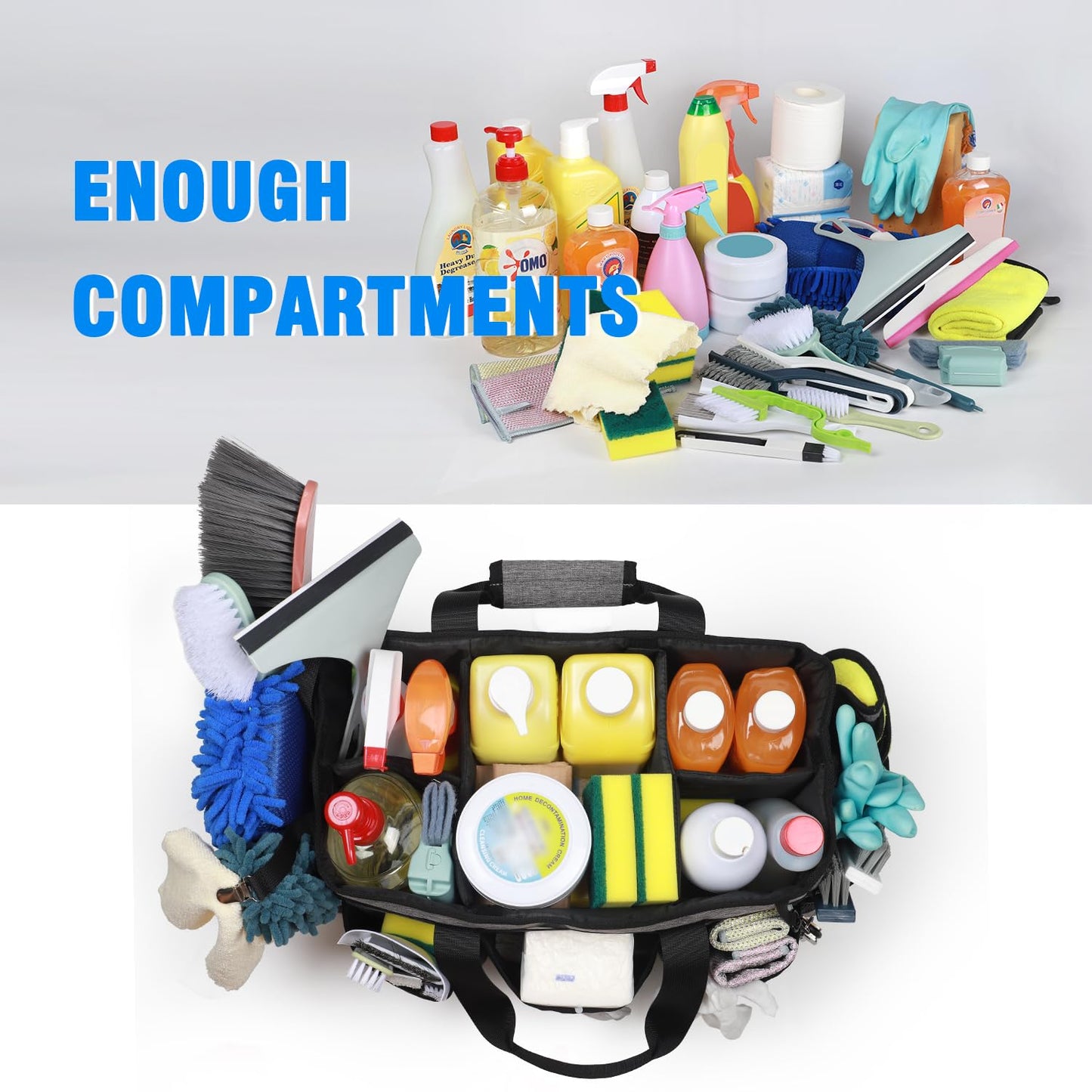 Shupaii Wearable Cleaning Caddy Bag, Cleaning Caddy Supplies Organizer with Handles for Cleaners & Housekeeper, Under Sink & Car Cleaning Tool Organizers Bag with Adjustable Shoulder Strap&Waist Belt
