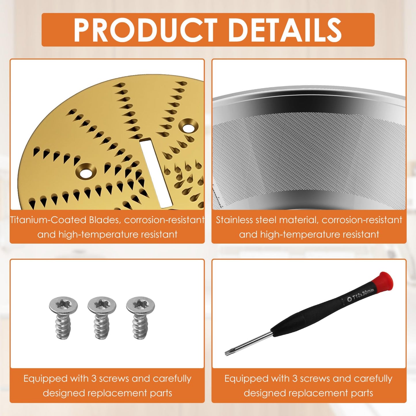 BR-3/BR-1 Juicer Mesh Filter Basket （No Base）Compatible with Breville Juice Models BJE510XL,BJE820XL,JE98XL, BJE200XL, With Mesh Strainer Bowl, Blade, Screws & Wrench,Easy to Replace