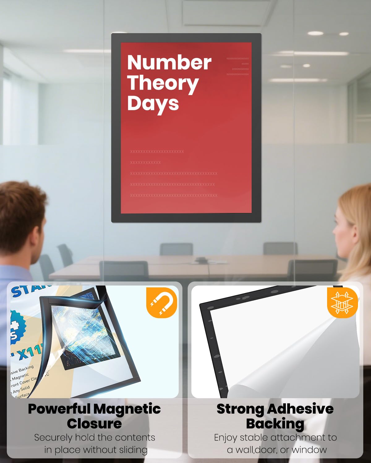 Uniclife 24 Pack Magnetic Sign Holder 8.5" x 11" Self-Adhesive Magnetic Picture Frame Wall Mounted Display Frame for Home Office Store Poster Document Holder for Wall Door Glass Window Refrigerator