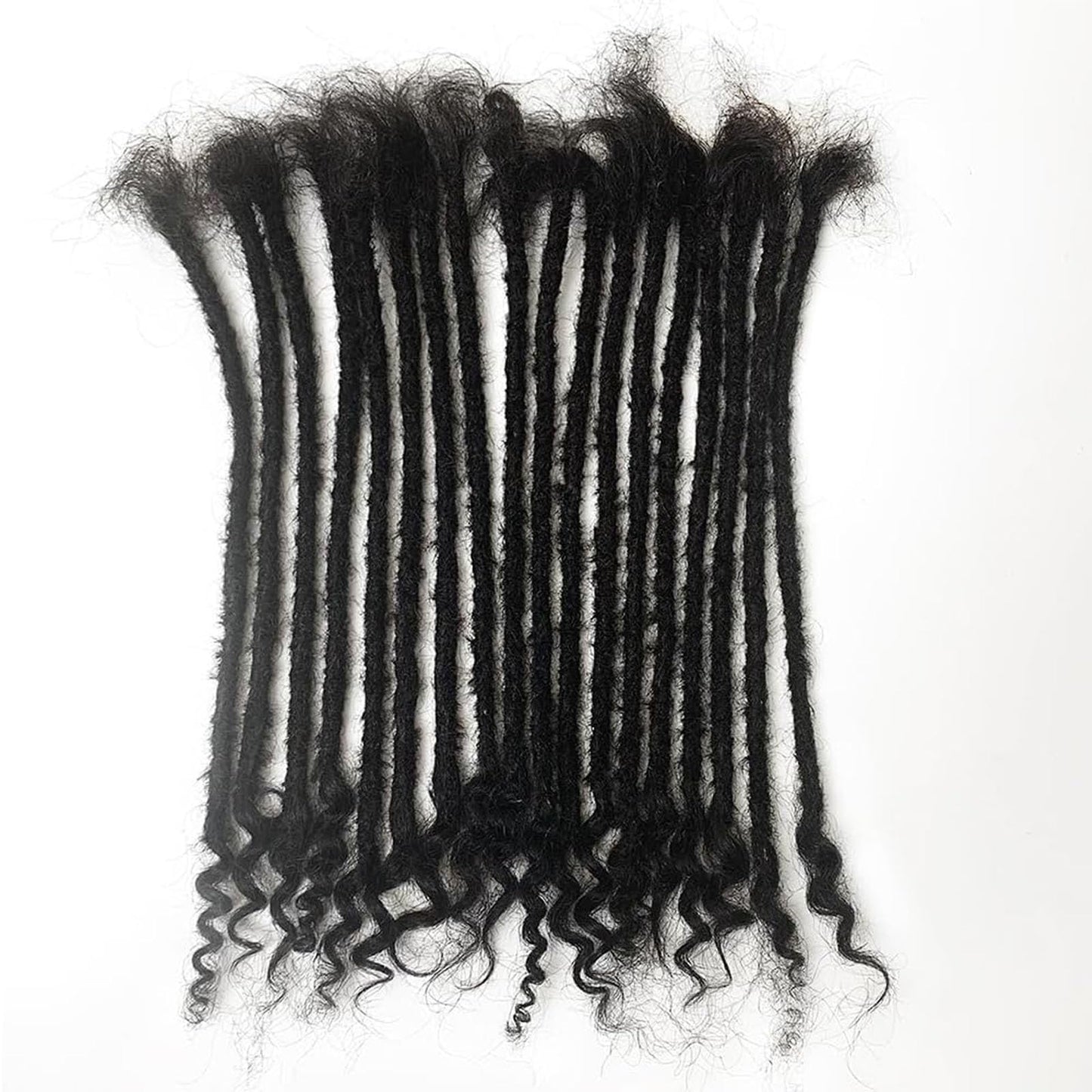 0.4cm Width Dreadlock Extensions 12 inch 30 Strands 100% Permanent Loc Extensions Human Hair with Curly Ends Natural Black Curly Locs Human Hair Can Be Dyed Bleached(12inch-30strands)