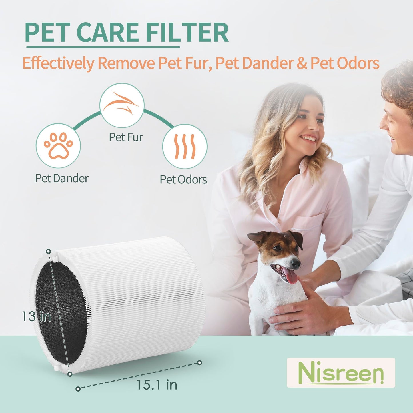 Nisreen Blue Pure 311i+ Max Replacement Filter Compatible with Blueair Blue Pure 311i+ Max Air Pu-rifier F3MAX+, H13 True HEPA and Activated Carbon 2-in-1 F3MAX+ Replacement Filters, 1 Pack