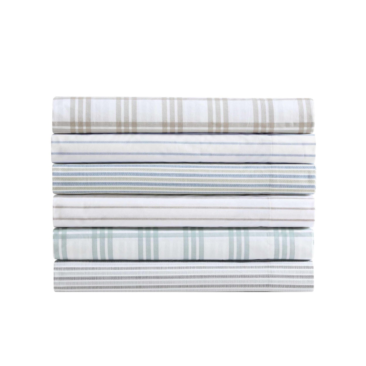 Eddie Bauer - King Sheet Set, Cotton Percale Bedding Set, Super Soft and Bedding Set, Oeko-Tex Certified (Essential Stripe Beige, King)