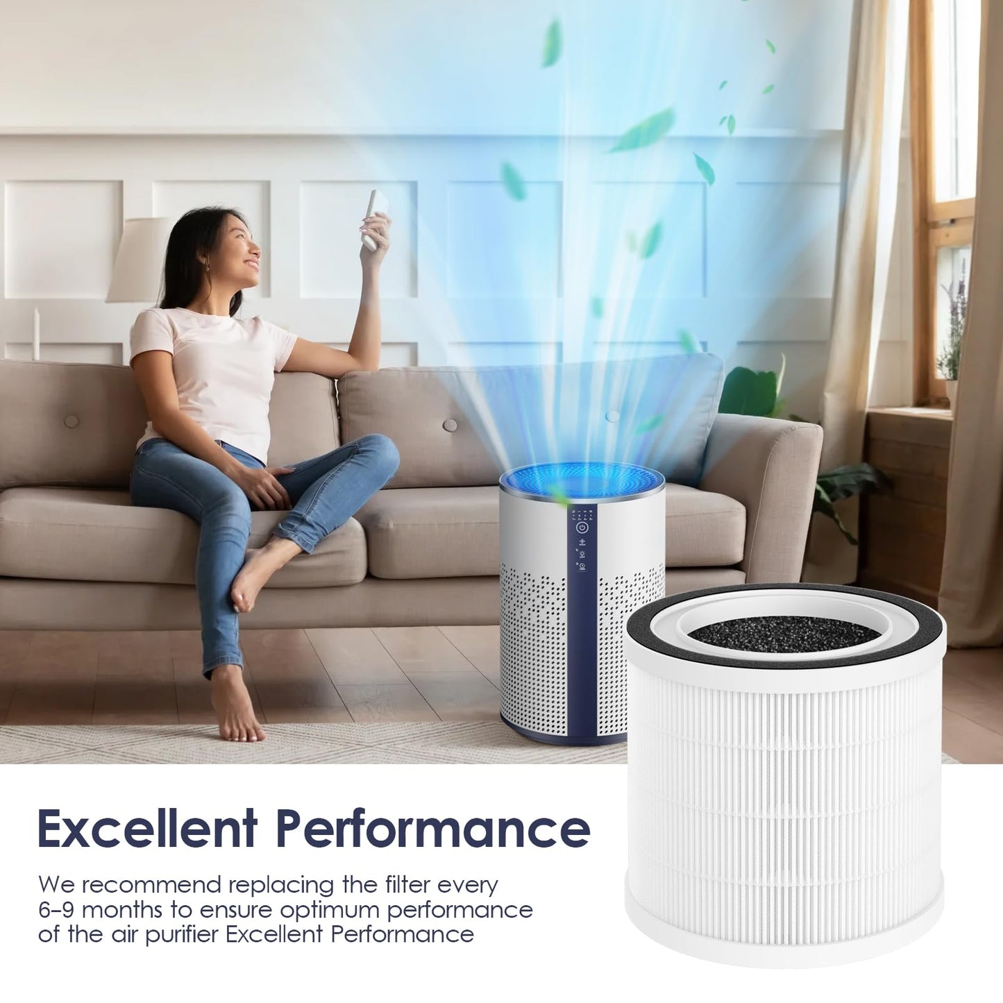 4 Pack BREEVA A1 Filter Replacement Compatible with TCL BREEVA A1/A1W Air Purifiers, Part # A1F