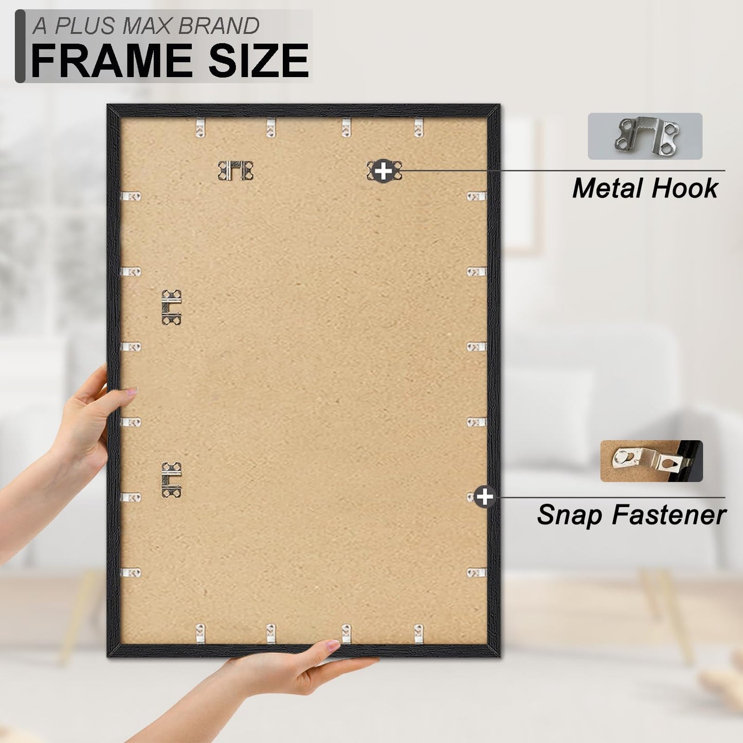 A PLUS MAX 27x40 Picture Frame, Black Engineered Wood Frame for 27 x 40 Inch Picture Poster Photo, Light Weight 27 by 40 Frame with Wood-grain for Wall - 1 Pack/Black/27 x40