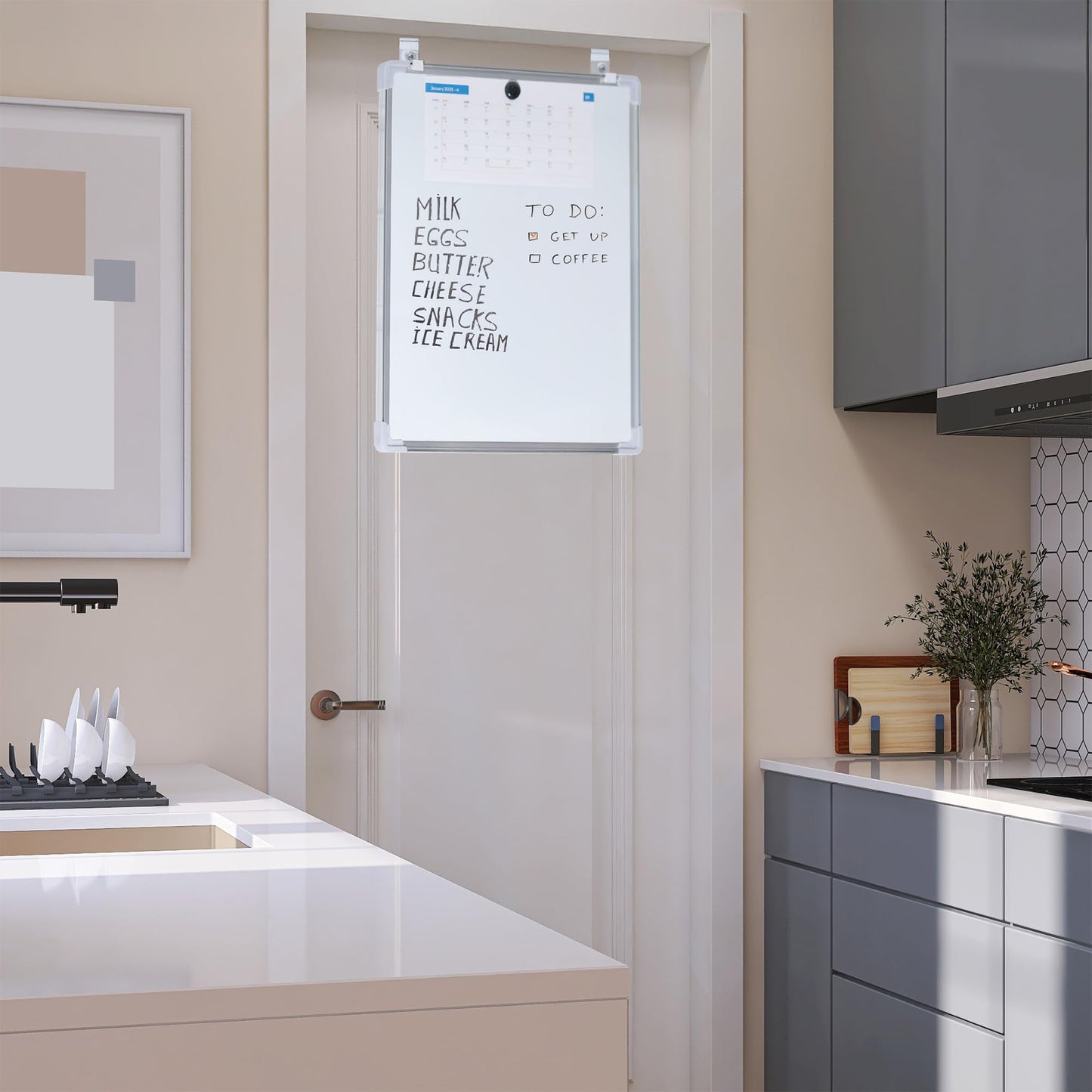 VIVO 24 x 20 inch Whiteboard with Metal Hook Mounting System for Door and Cubicle Wall Hanging, Dry Erase Board for Dorm, Home, or Office, PP-WB02