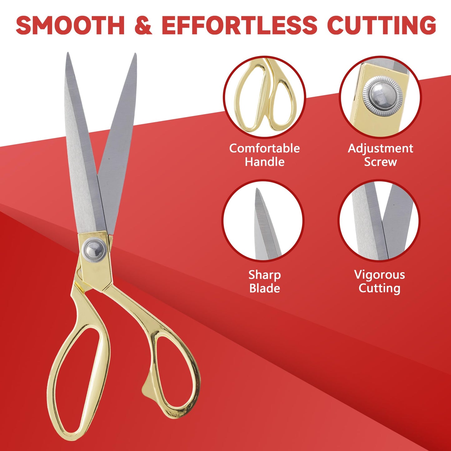 COMSIS Ribbon Cutting Ceremony Kit 10" Gold Handled Elegant Sharp Ribbon Cutting Scissors & 30 Feet Long 4" Wide Gold Satin Grand Opening Ribbon - Ceremonial Kit