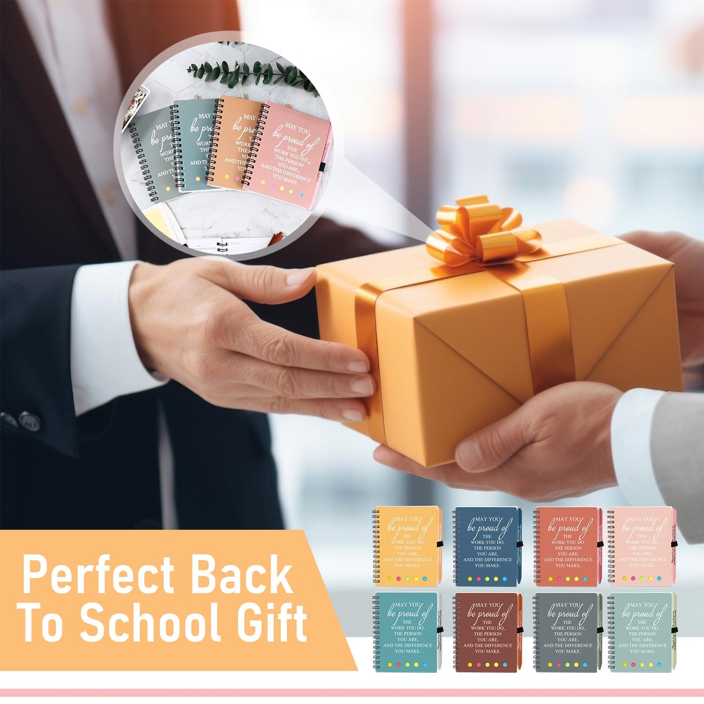 Resurhang 48 Pcs/24 Set End of The Year Teacher Appreciation Gifts Graduation Gift A6 Spiral Notebook with Ballpoint Pen Inspirational Journal for Staff Cna Week Gift(Fresh Color,May You)