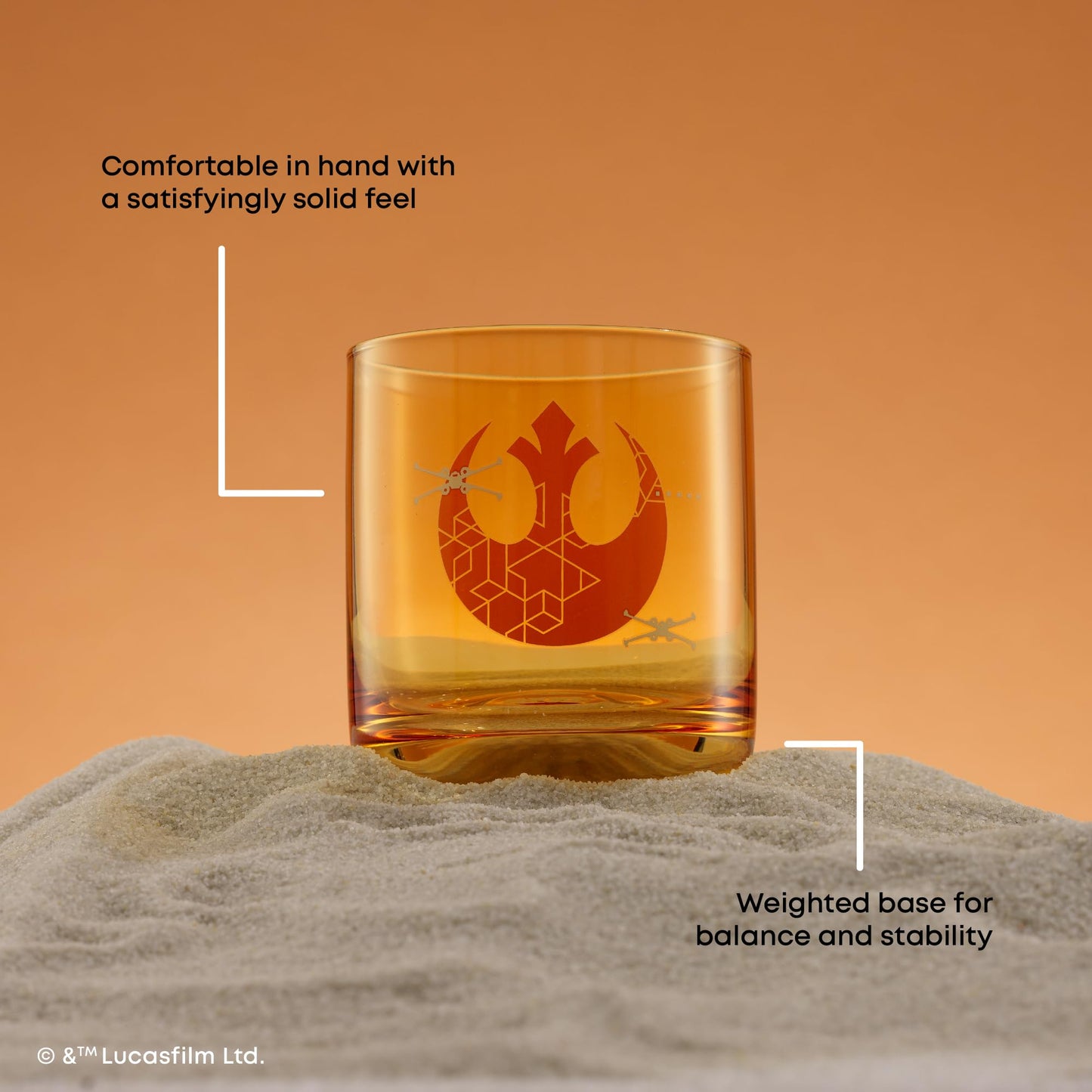 JoyJolt Star Wars Galactic Icons Short Drinking Glasses Set of 4, 10oz Glass Tumbler Cup Set, Kitchen Glasses Set, Colored Collectible Glassware, Star Wars Gifts