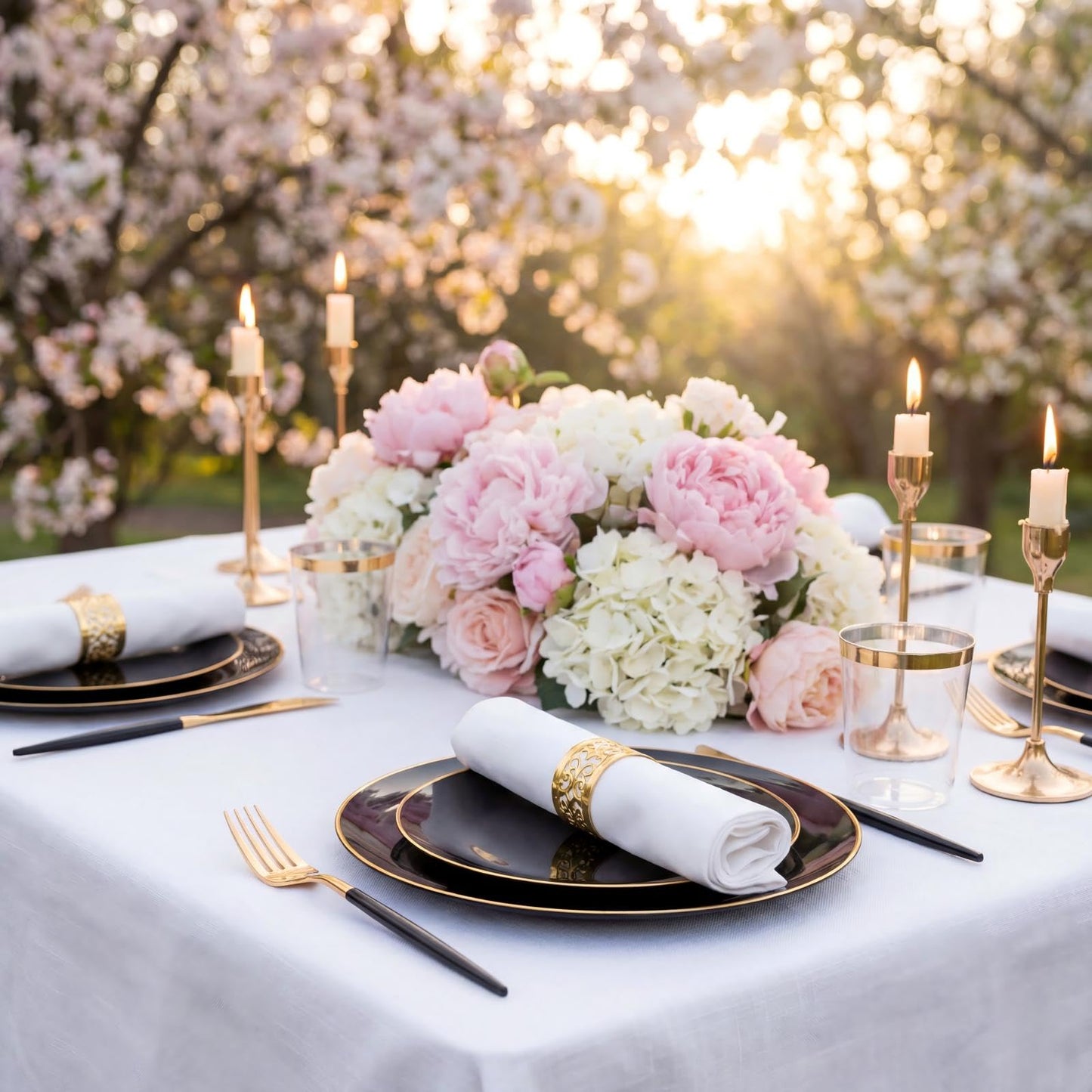 150pcs Black Plastic Plates, Black and Gold Plates,Gold Plastic Silverware,Black and Gold Dinnerware Set,Premiun Taleware,Perfect for Birthday,Party,Wedding,Anniversary