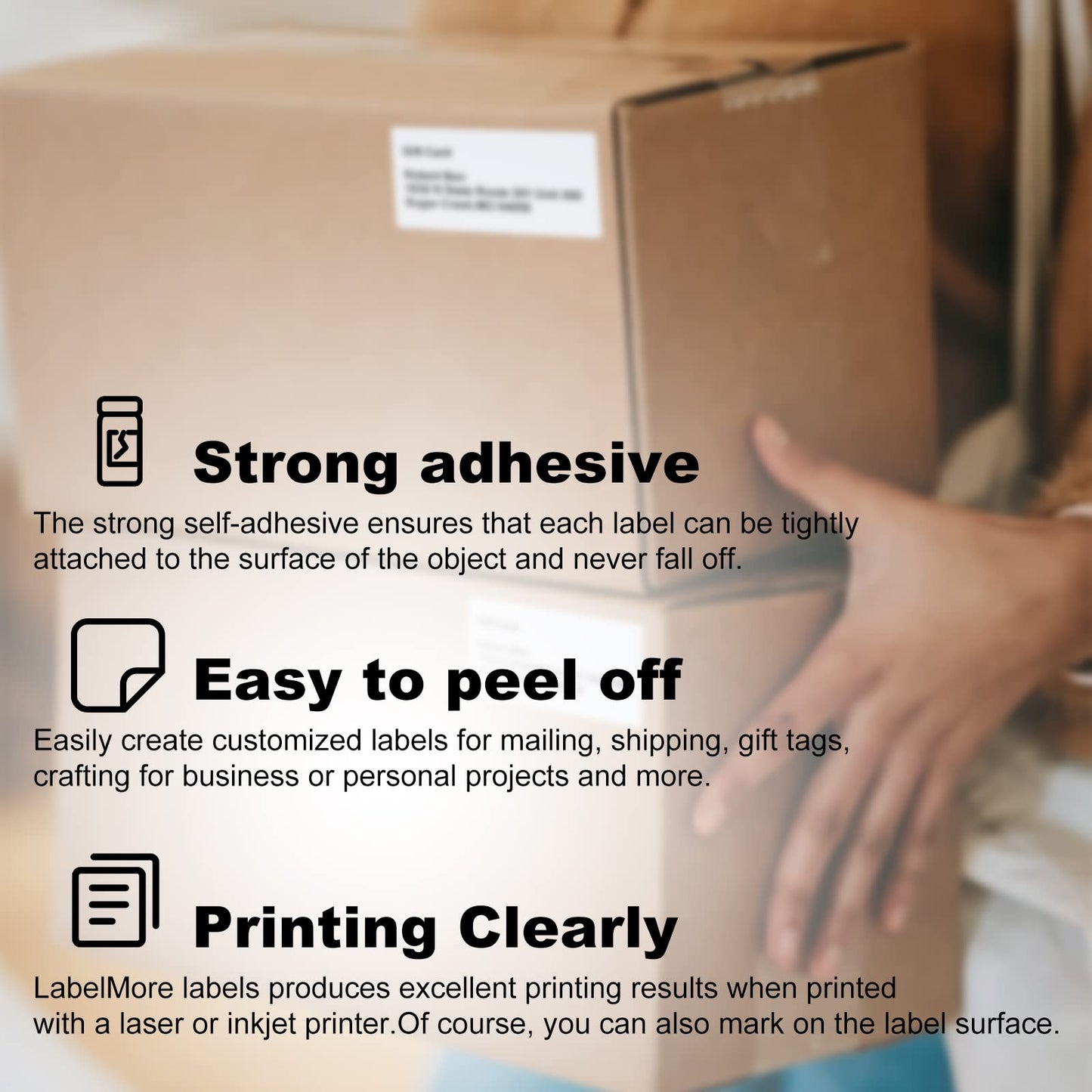 LabelMore 2 x 4 Shipping Labels for Laser or Inkjet Printable, 5000 Labels - 500 Sheets