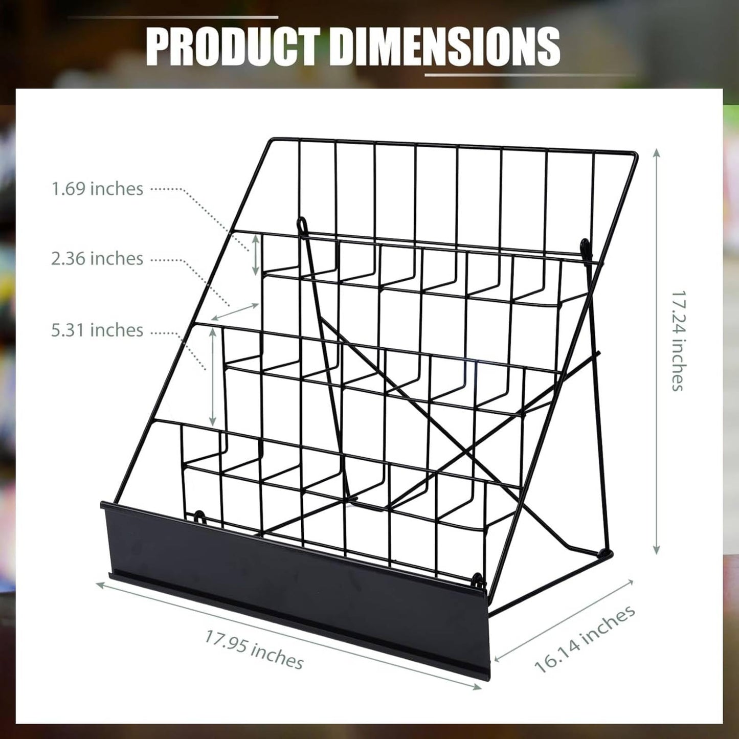 4-Tier Tabletop Book Display Rack, Magazine and CD Holder, 16.14 x 17.95 x 17.24 inches