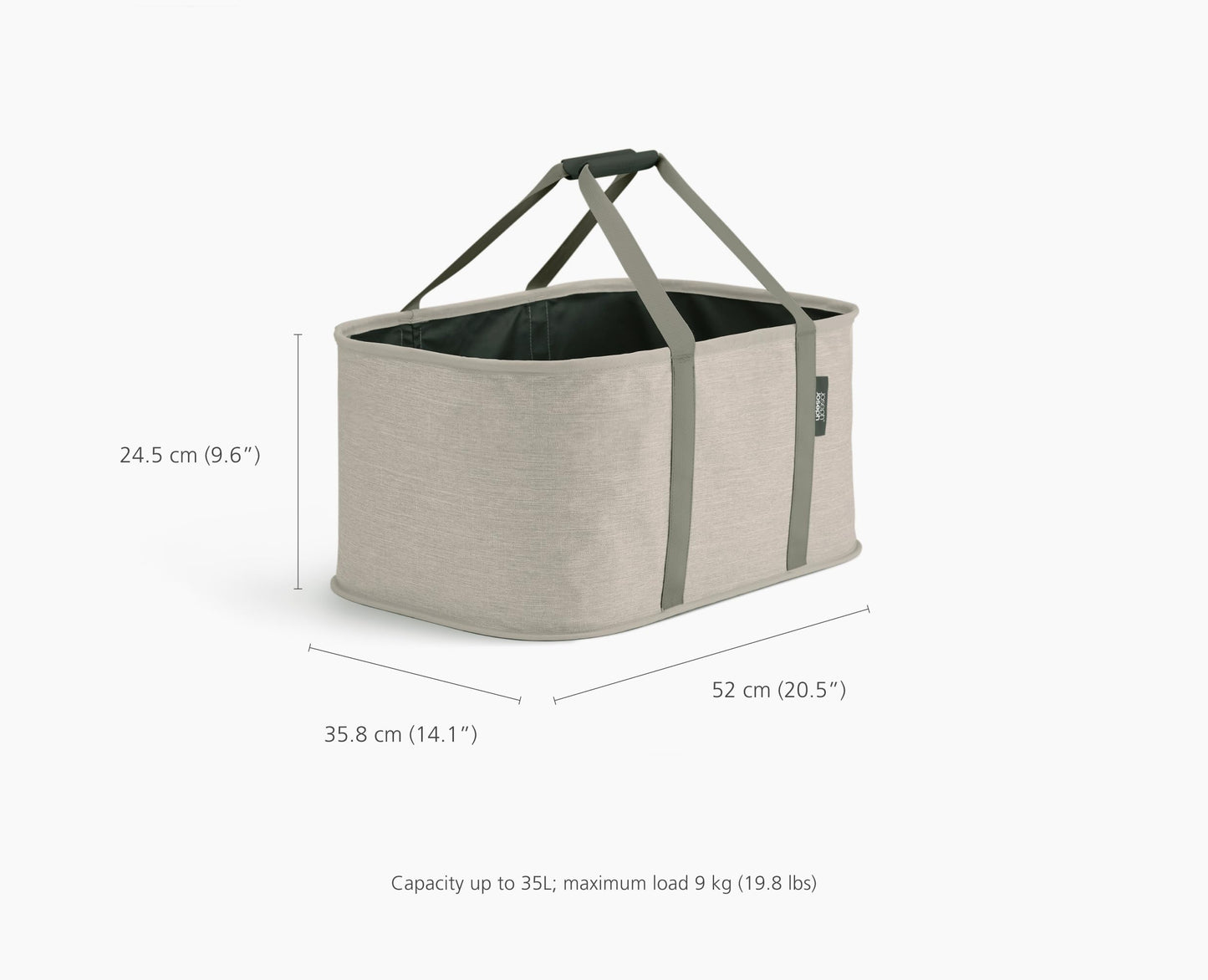 Joseph Joseph Hold-All, Collapsible 35L/9.25 Gallon Washing Laundry Basket Bag, Durable Fabric, Moisture Resistant - Ecru