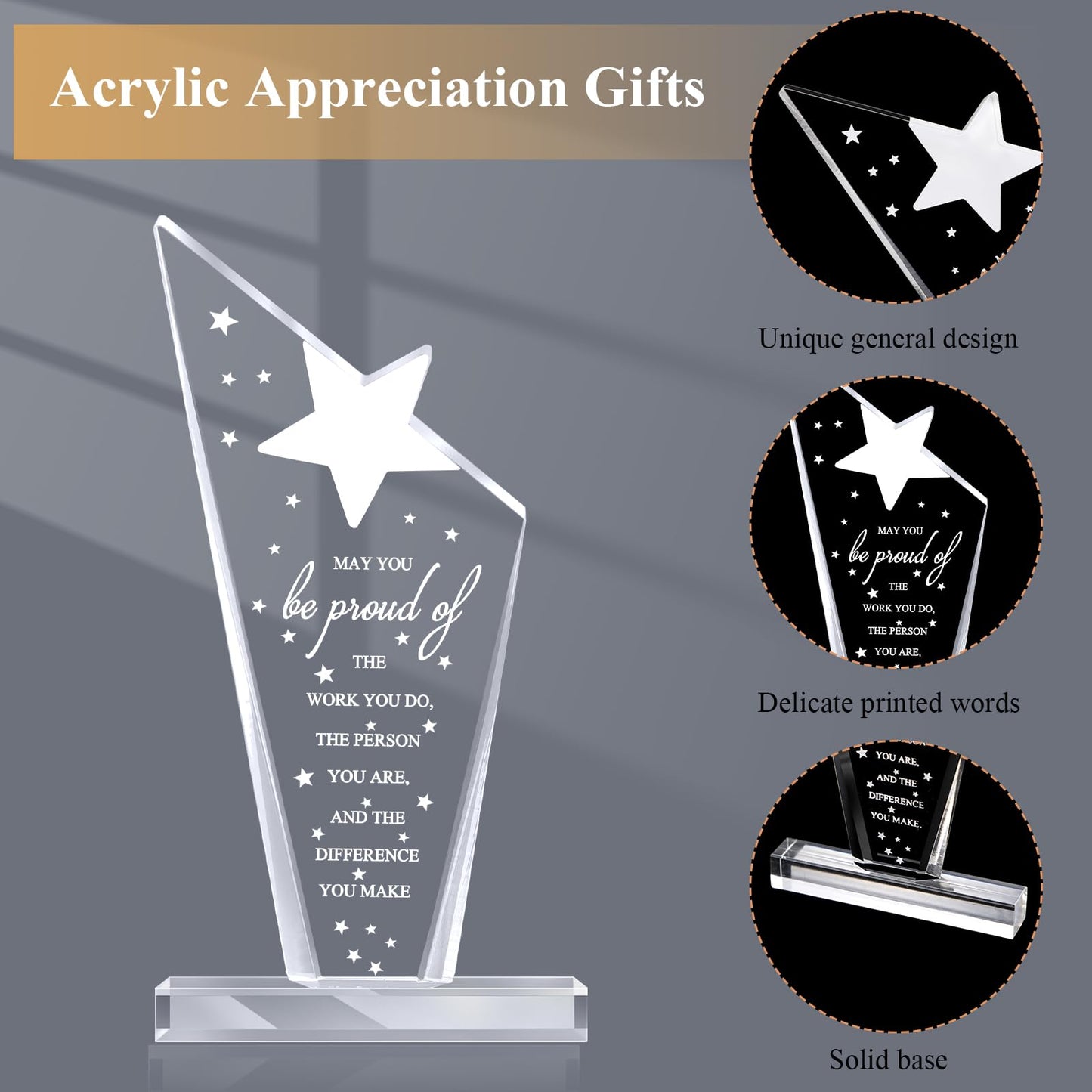 Bucherry 10 Pcs Employee Appreciation Awards for Coworker Acrylic Thank You Trophy May You Be Proud of The Work You Do Sign Prizes Retirement Goodbye Farewell Gift for Women Men(Stylish)