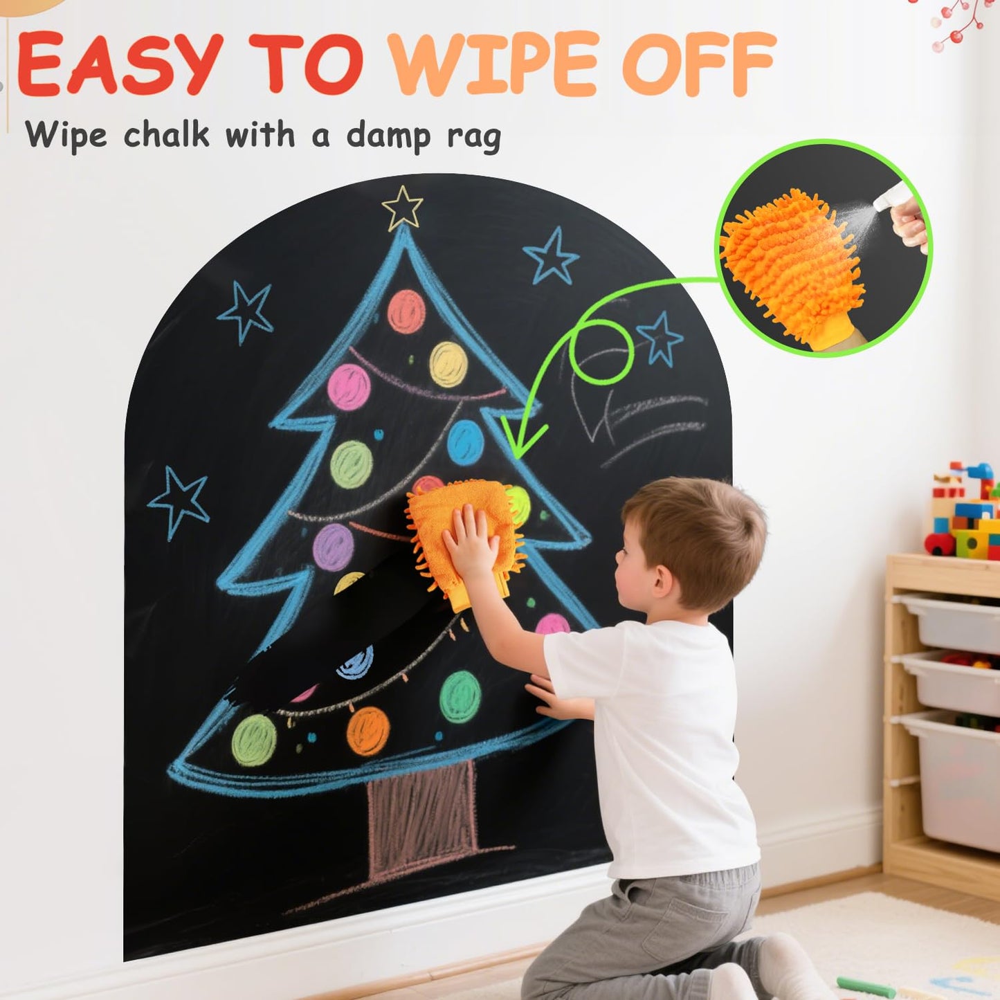 OMKSIH Magnetic Wall Decal 40x32 Inches Black Magnetic Wall Decal Arch Chalkboard with Multiple Accessories for Home Playroom