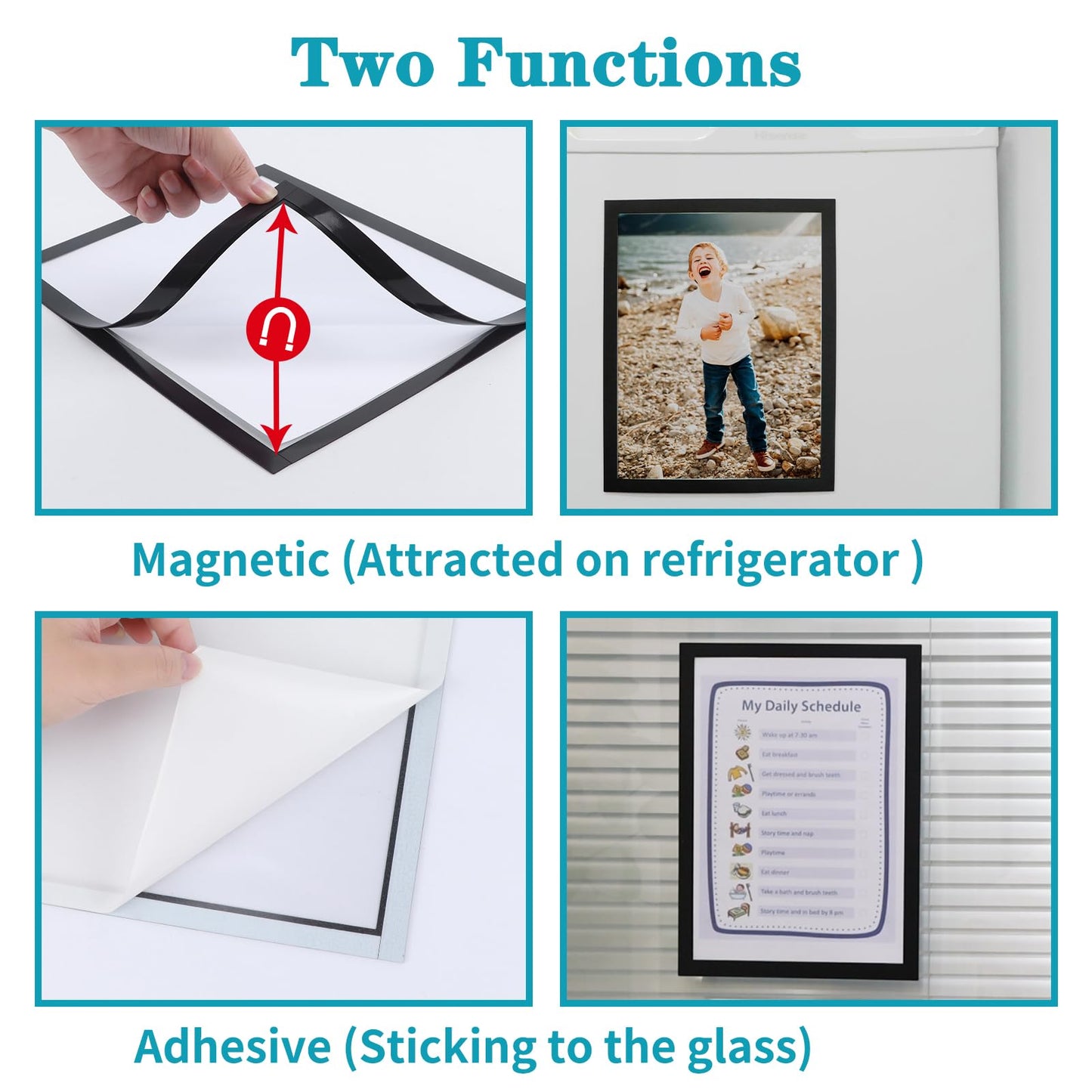 CRUGLA 30 Packs 8.5 x 11 Magnetic Picture Frame Bulk, 8.5 by 11 Certificate Frame Document Frames, Magnetic Picture Frames with Self Adhesive Backing for Refrigerator Glass Locker Cubicle